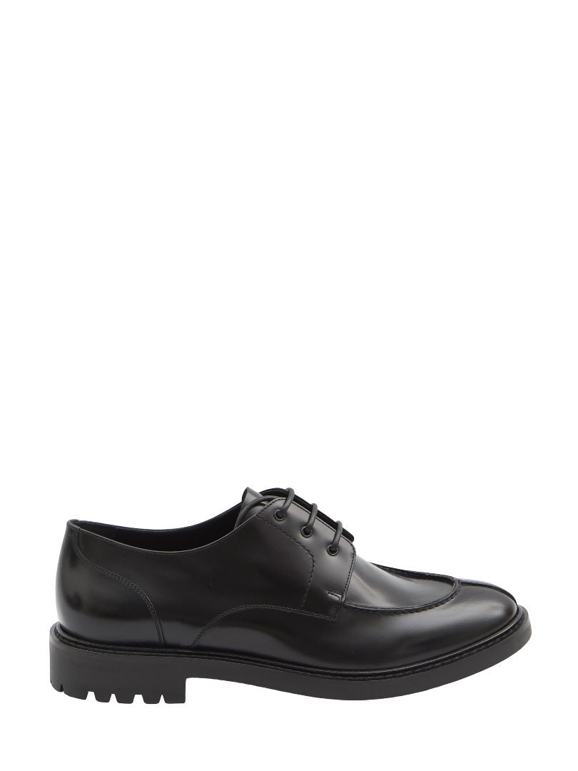 SAINT LAURENT Linen Lace-Up Derby Dress Shoes