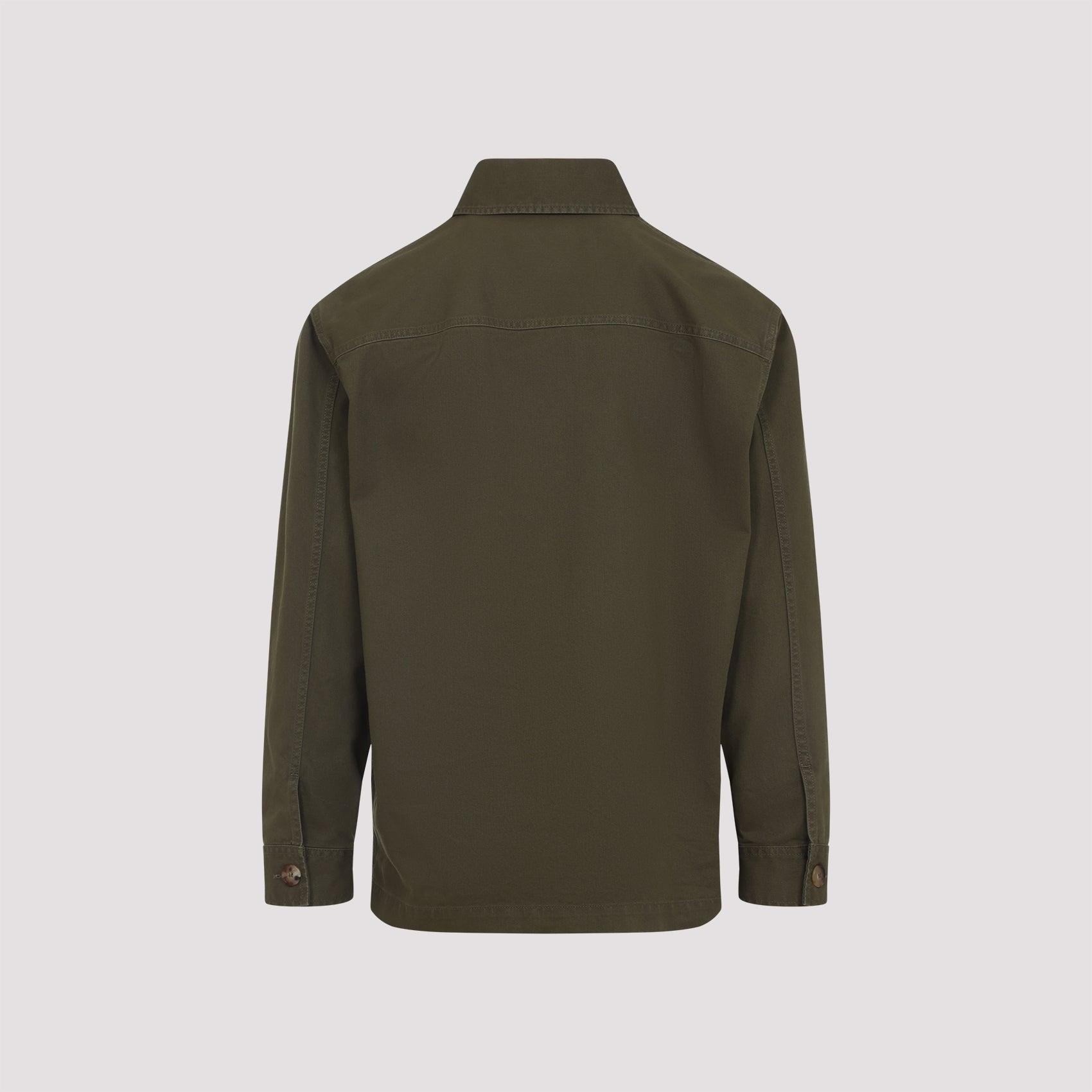 SAINT LAURENT Men's Cotton Overshirt with Embroidered Logo