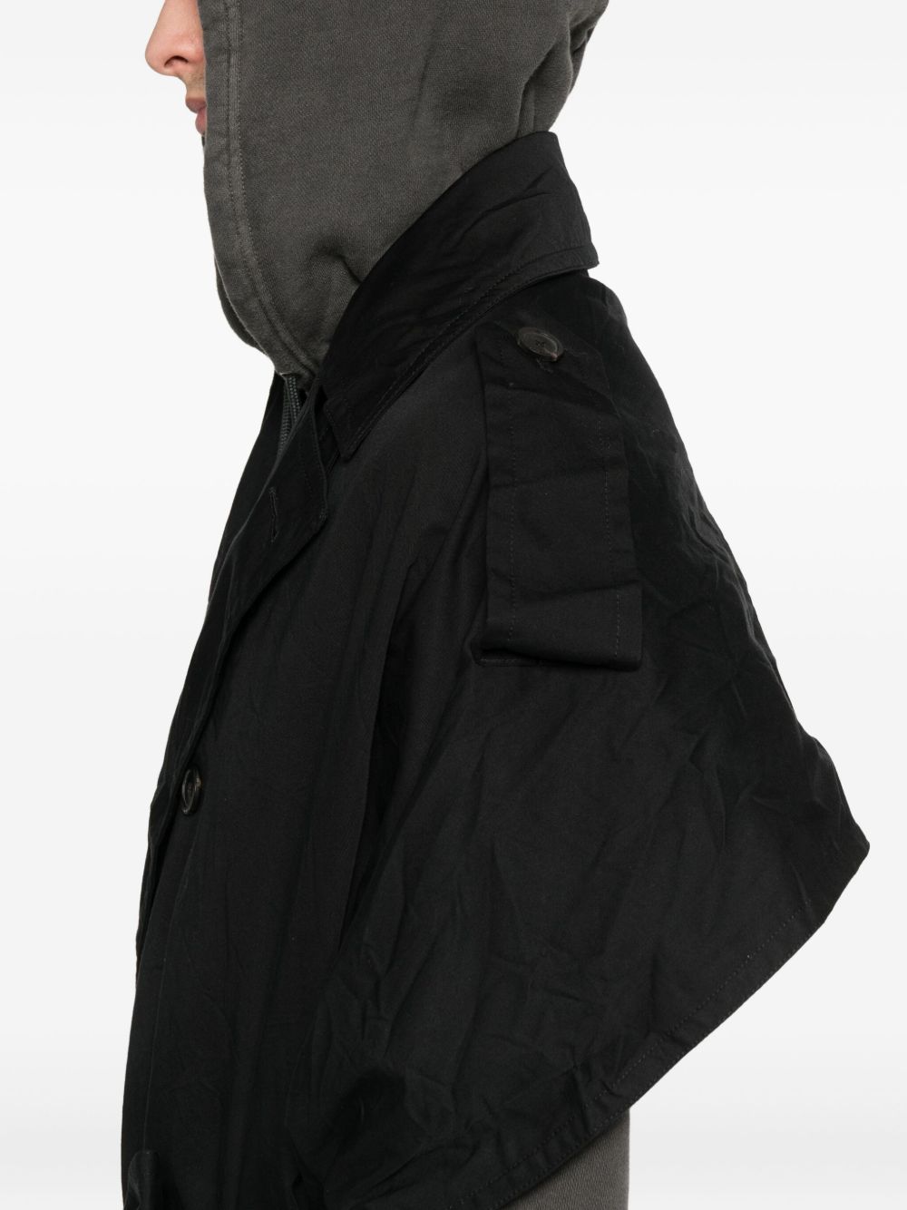 BALENCIAGA Double-Breasted Belted Cotton Cape Sleeves Coat - Women