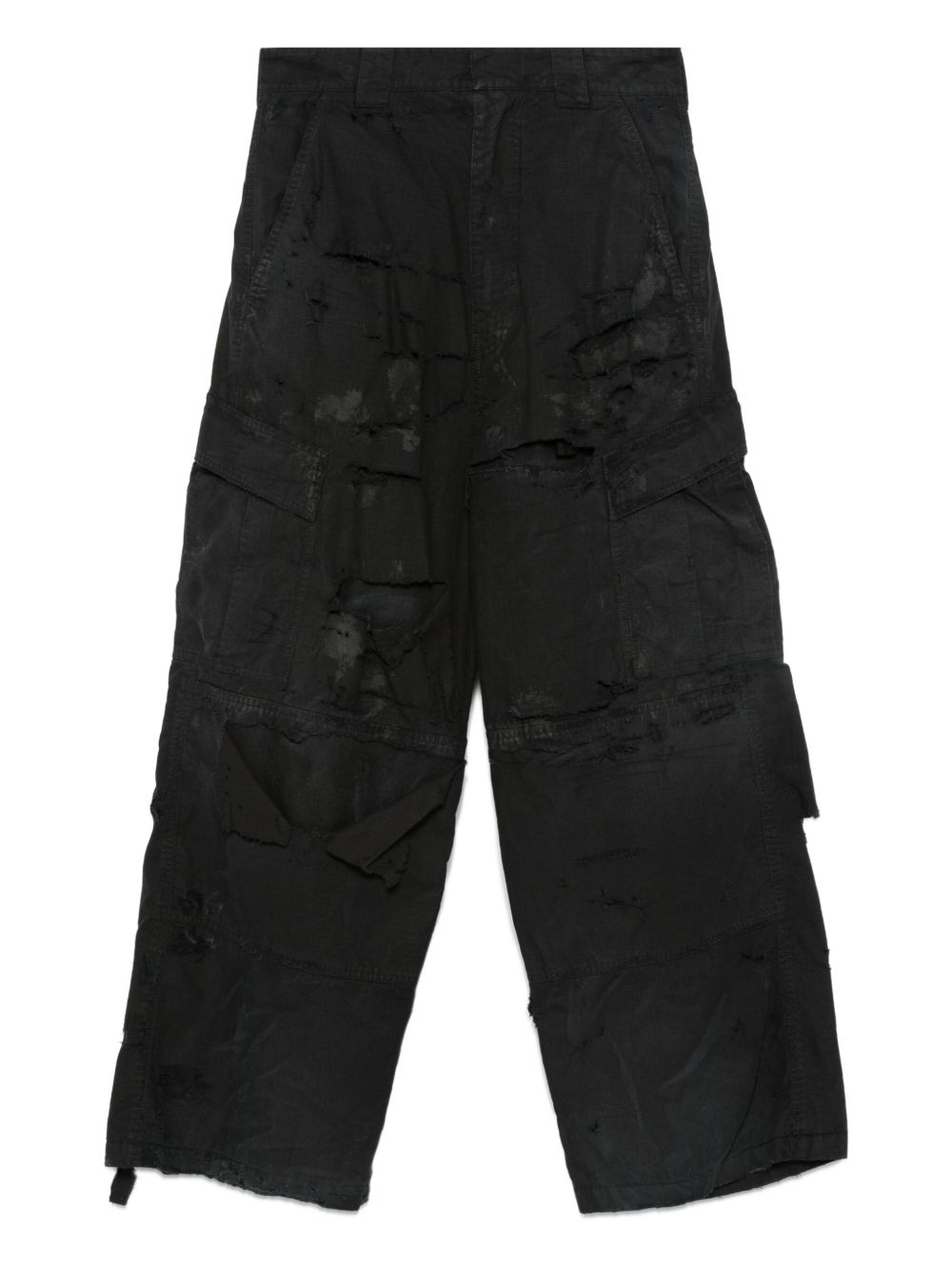 BALENCIAGA Washed Cotton Distressed Cargo Pants - Size M