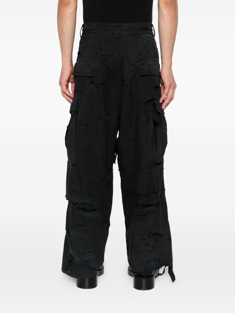 BALENCIAGA Washed Cotton Distressed Cargo Pants - Size M