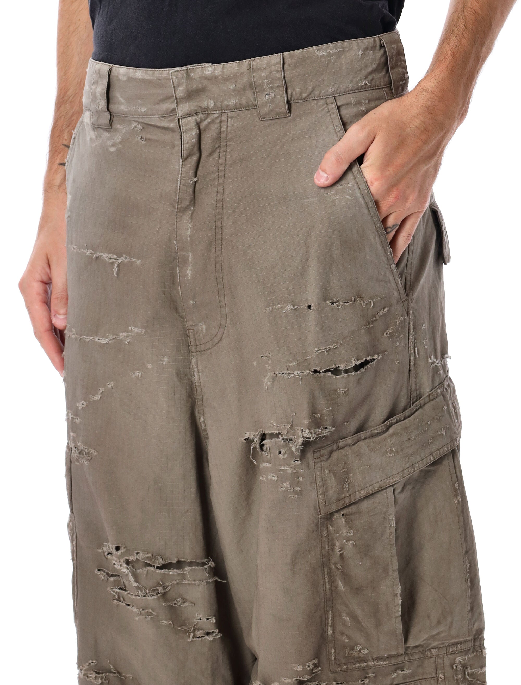 BALENCIAGA Distressed Wash Cargo Pants - Relaxed Fit