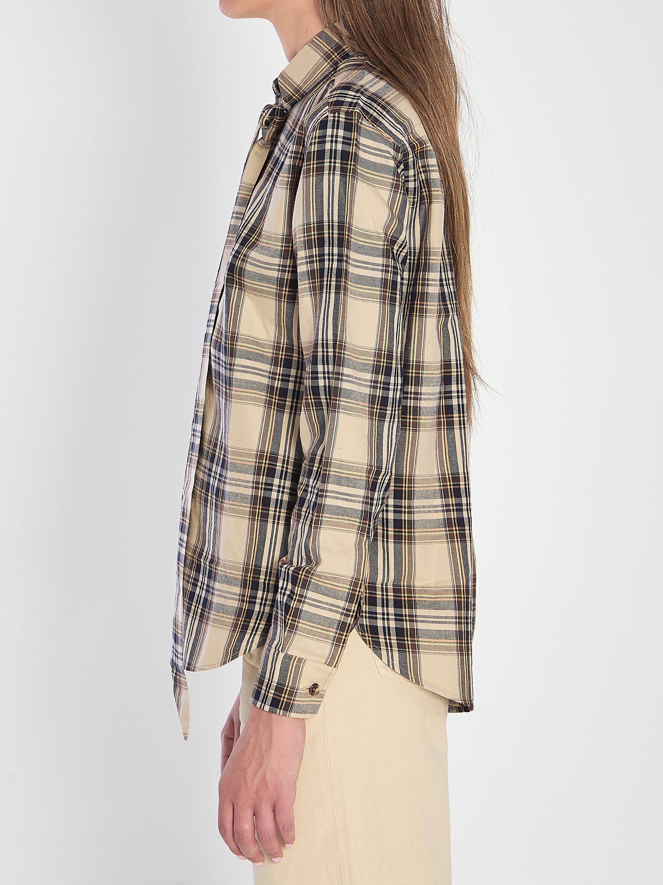SAINT LAURENT Tartan Motif Cotton Shirt for Women