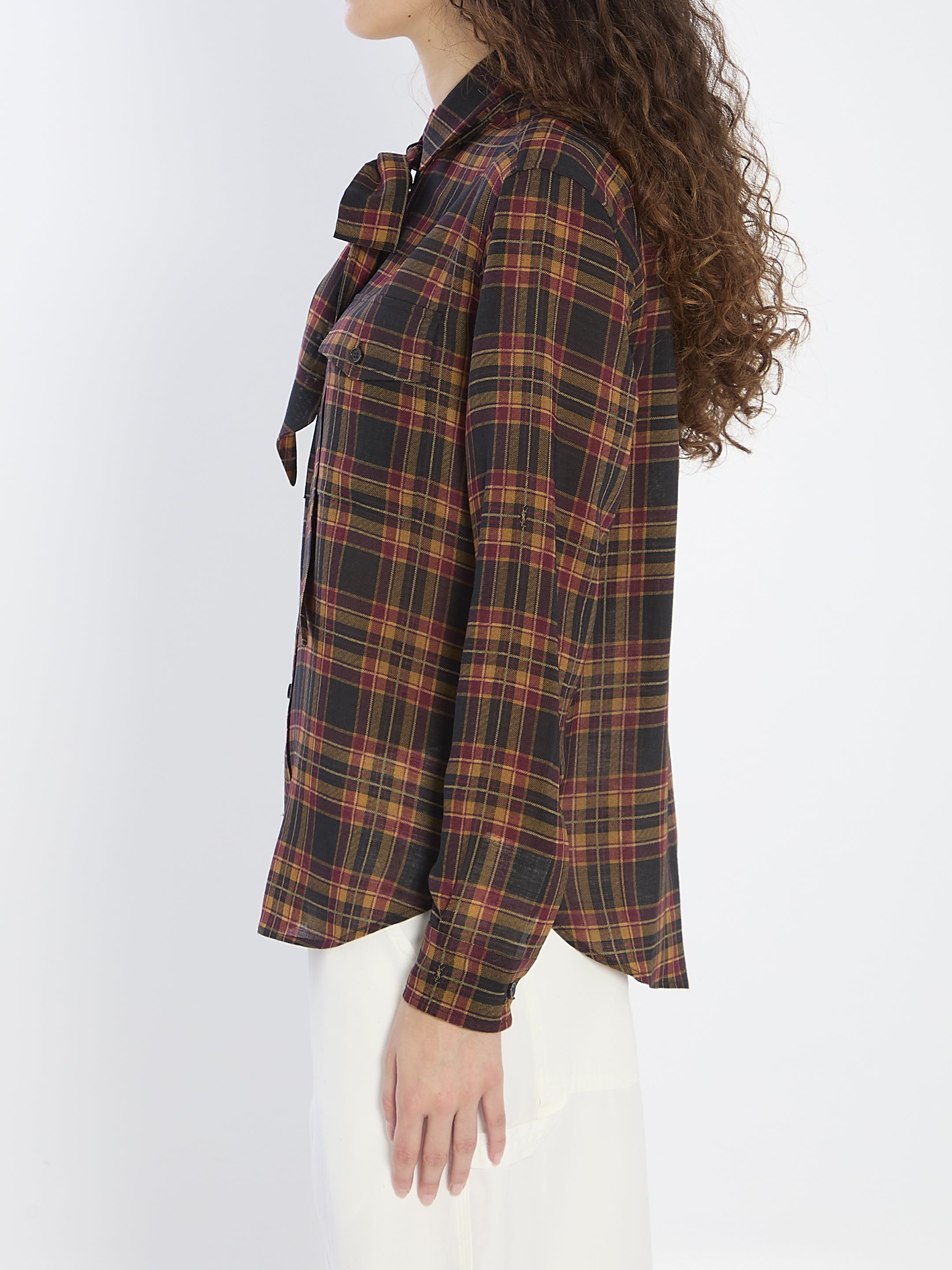 SAINT LAURENT Women’s Lavallière Shirt with Removable Tie - Loose Fit