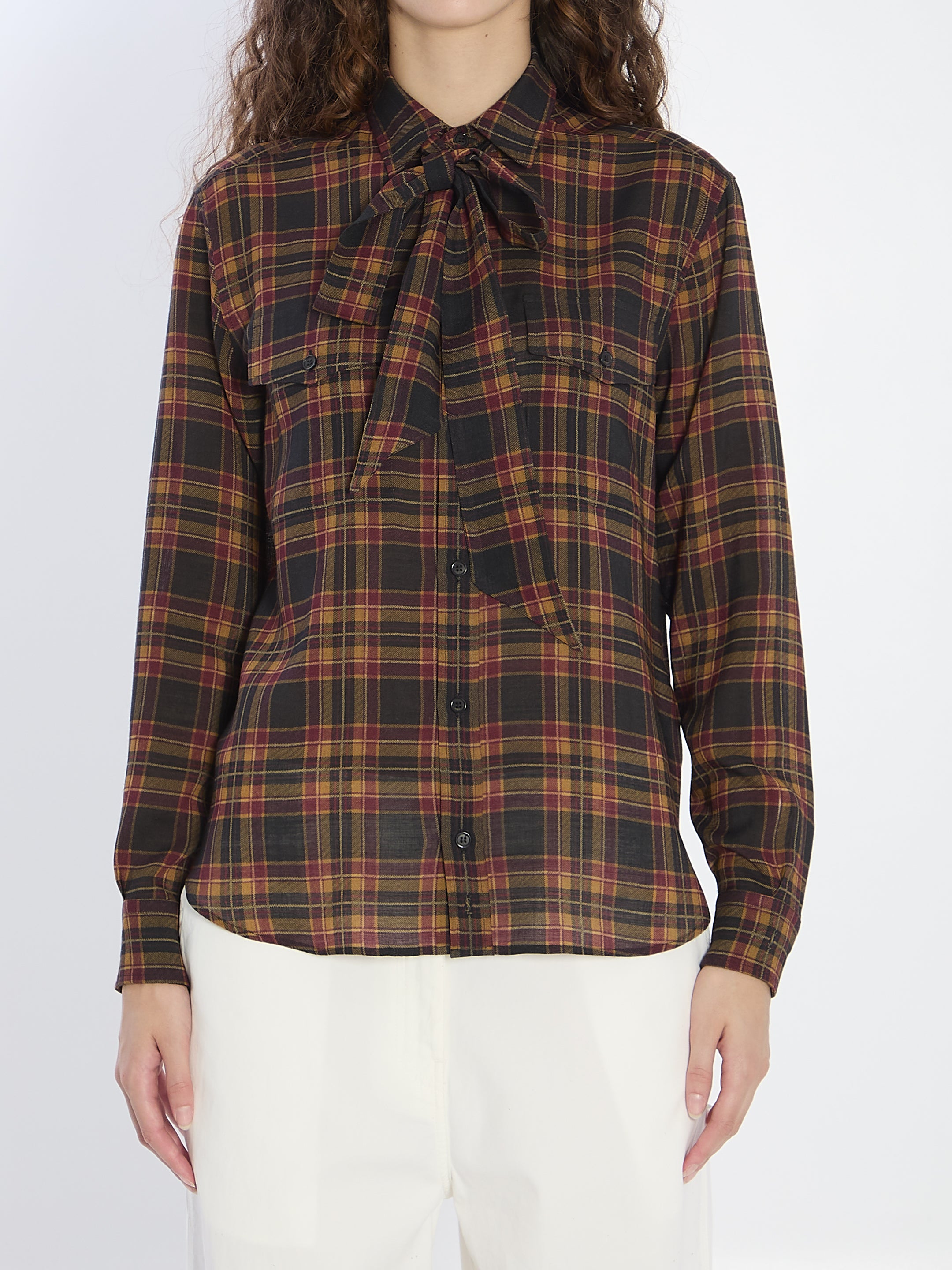 SAINT LAURENT Women’s Lavallière Shirt with Removable Tie - Loose Fit