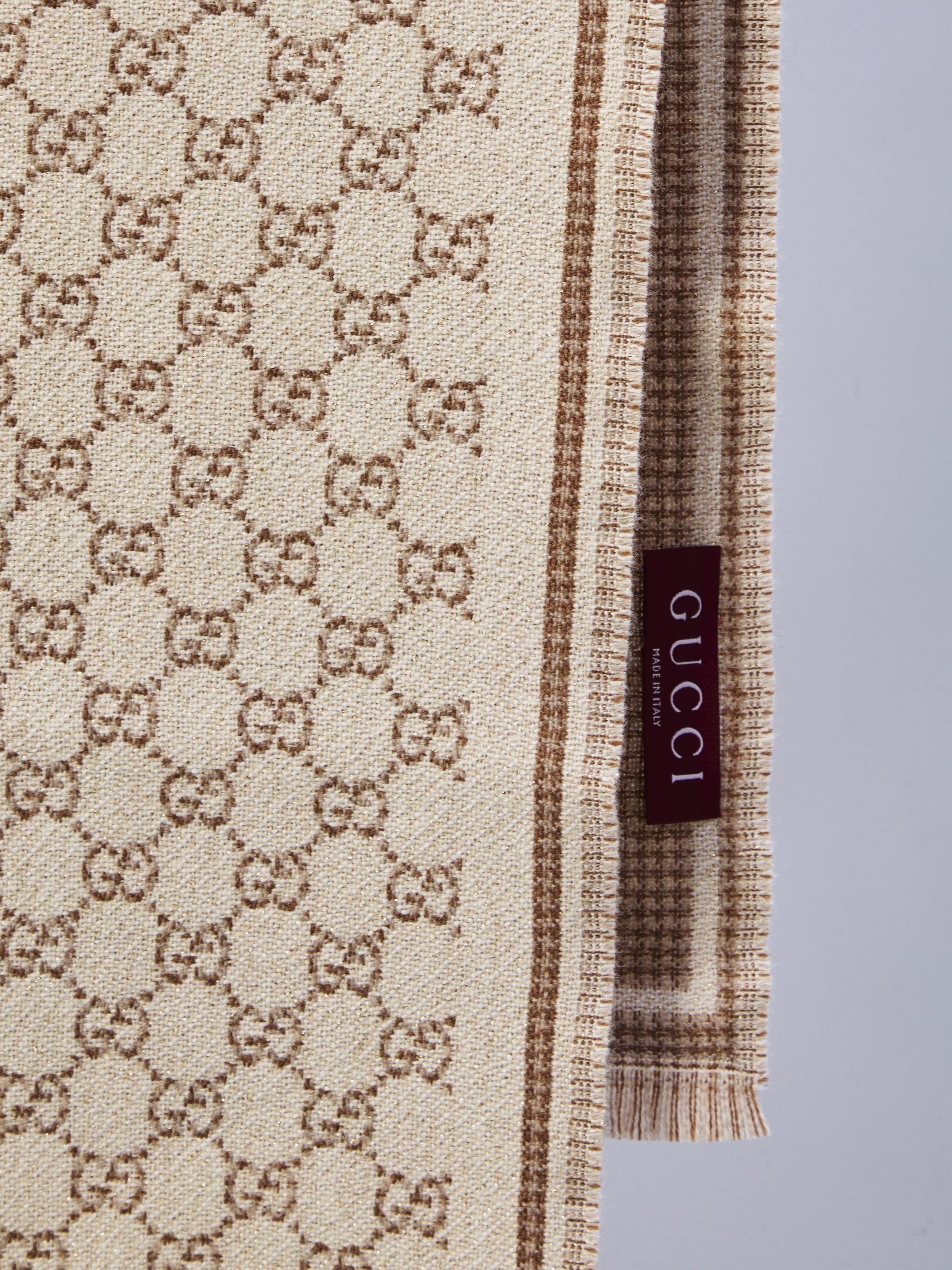 GUCCI GG Jacquard Wool Scarf 47 x 180 cm