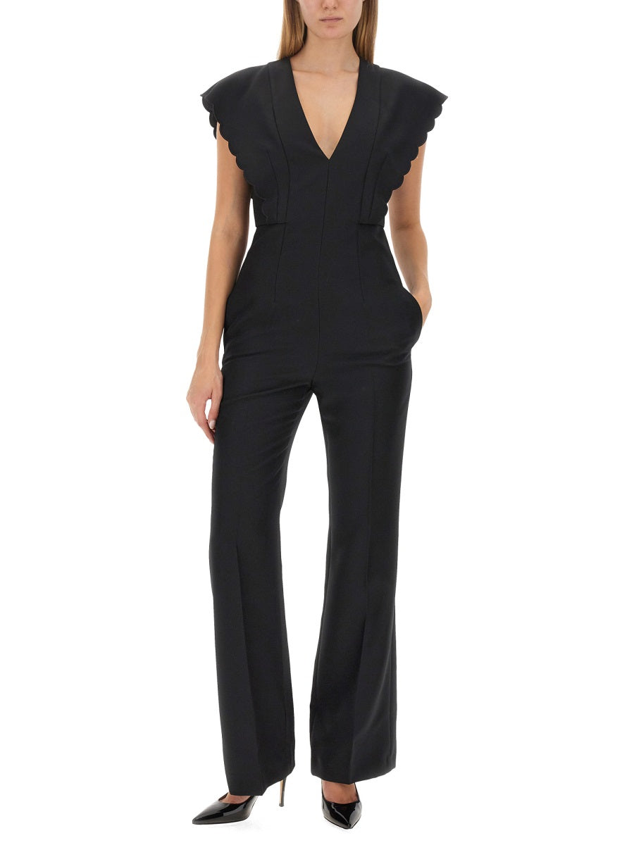 PHILOSOPHY DI LORENZO SERAFINI Flare Fit Grain of Poudre Jumpsuit - Size 40 IT
