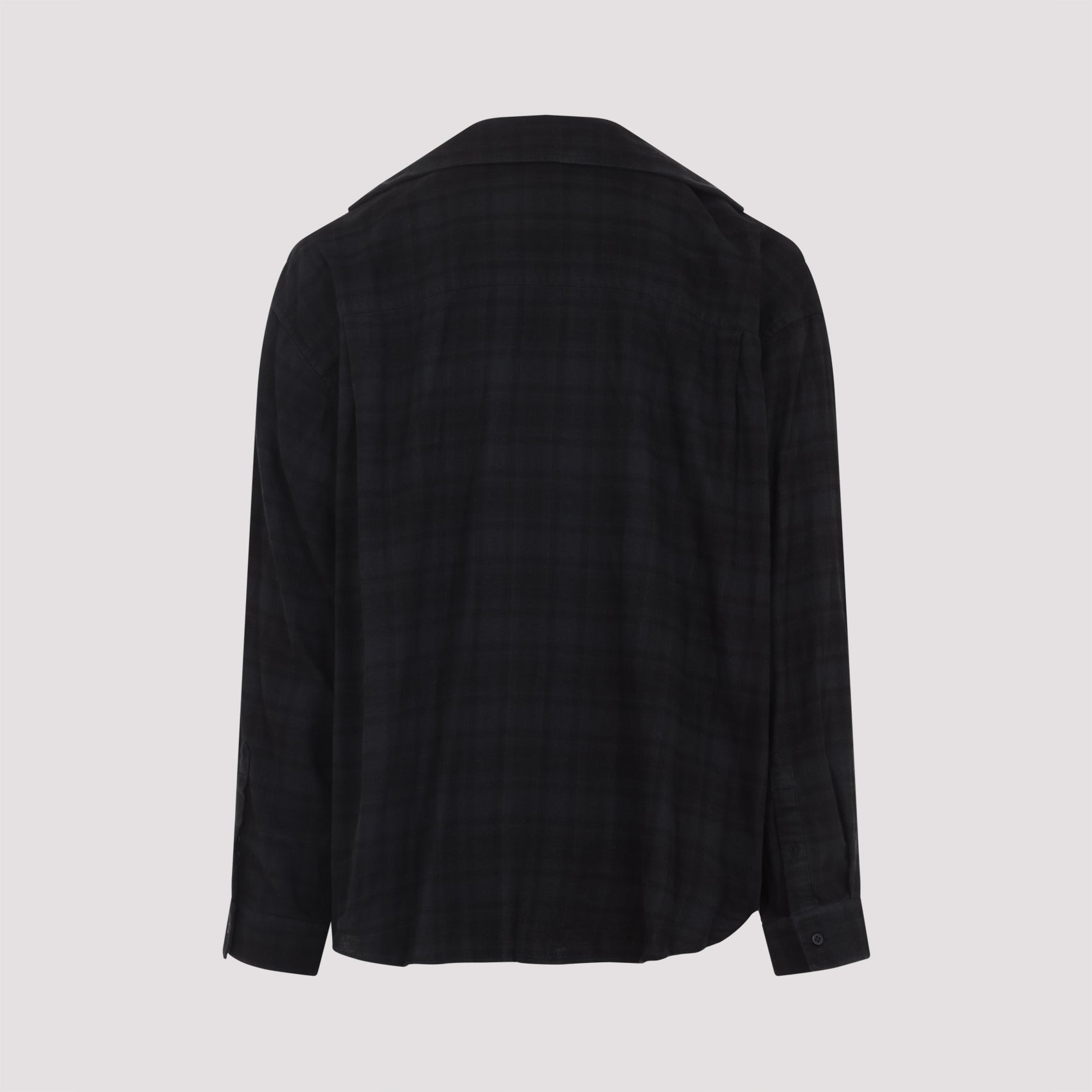 BALENCIAGA Layered Check Motif Cotton Poplin Shirt