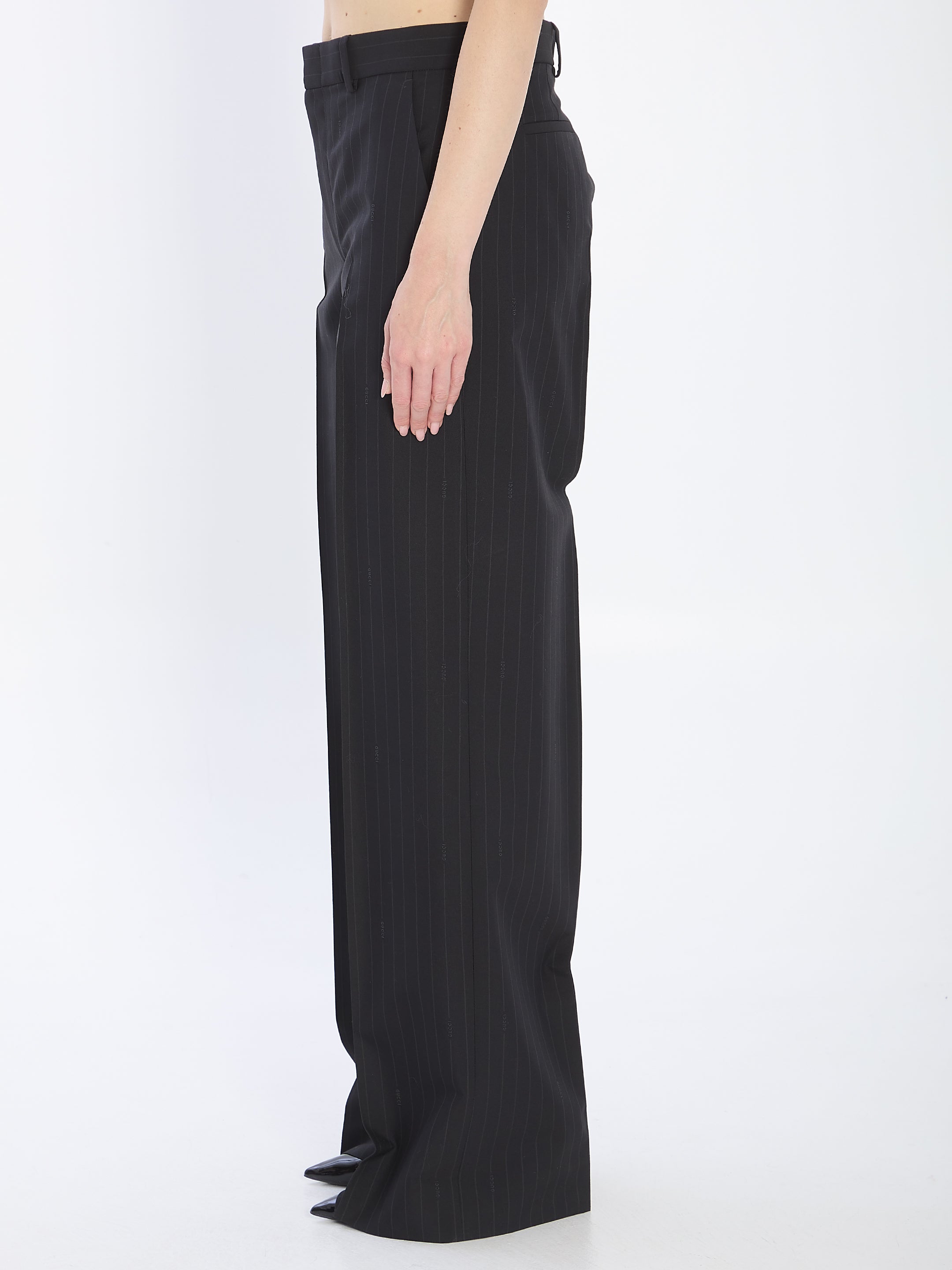 GUCCI Pinstriped Wool Trousers - Size 42