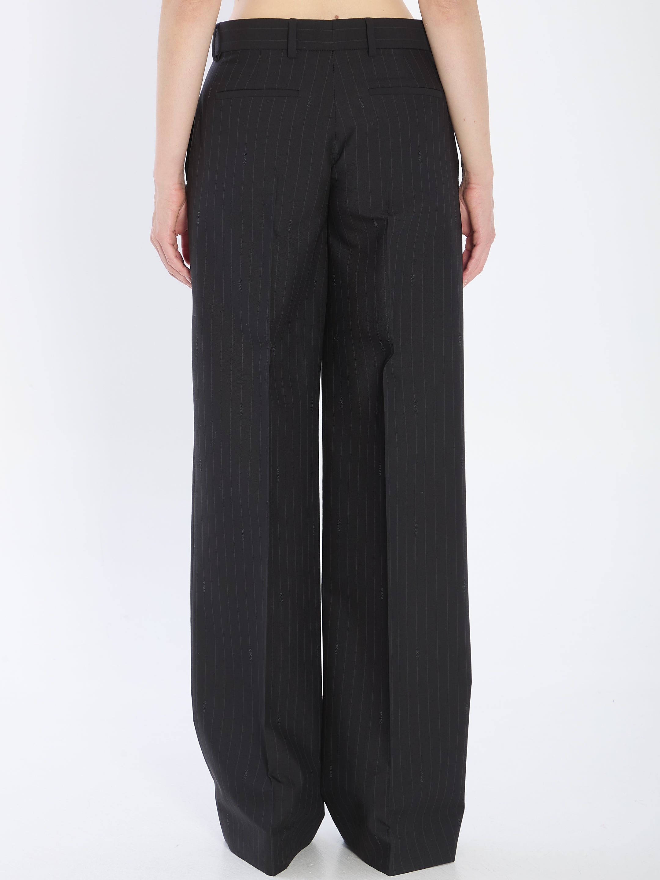 GUCCI Pinstriped Wool Trousers - Size 42