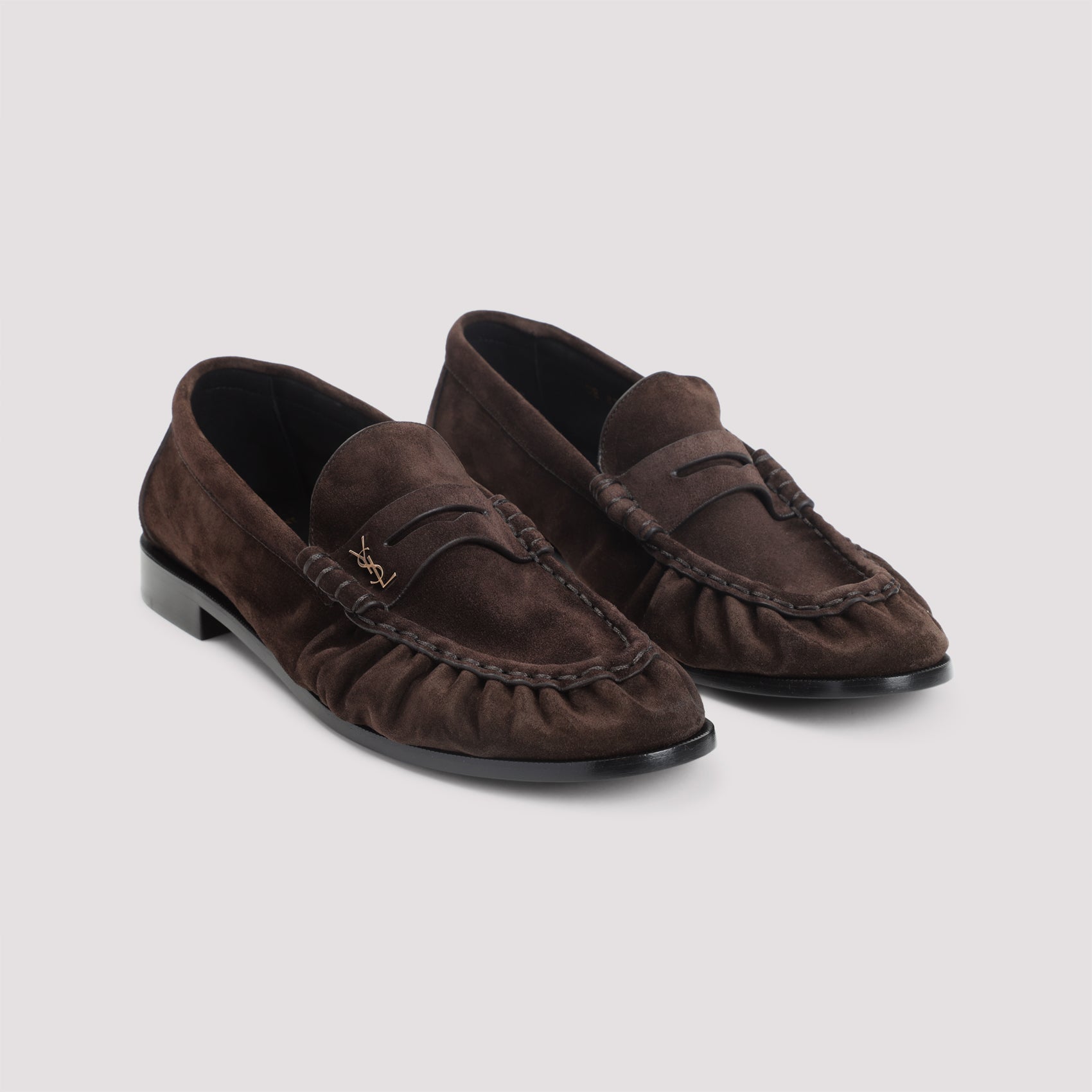 SAINT LAURENT Suede Loafers with Cassandre Detailing