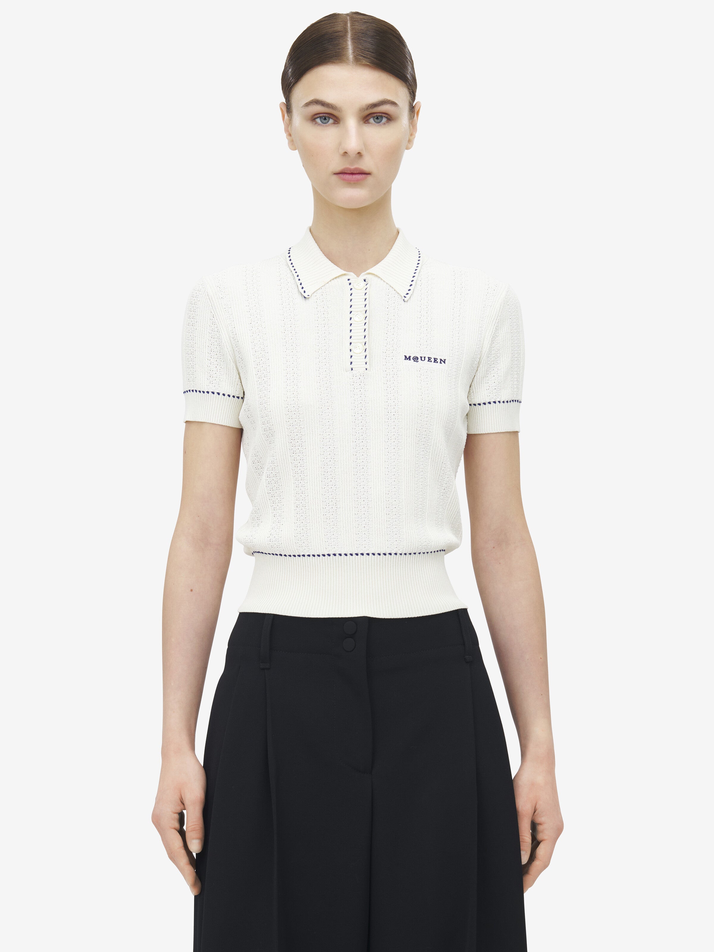 ALEXANDER MCQUEEN Textured Polo Shirt - Women's Size S