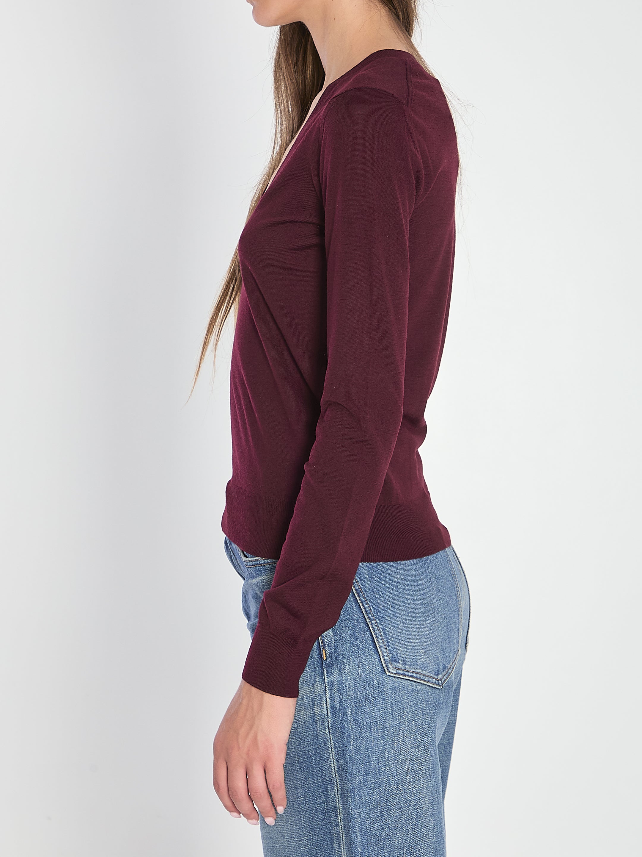 SAINT LAURENT Deep V-Neckline Pullover - Oversized Fit