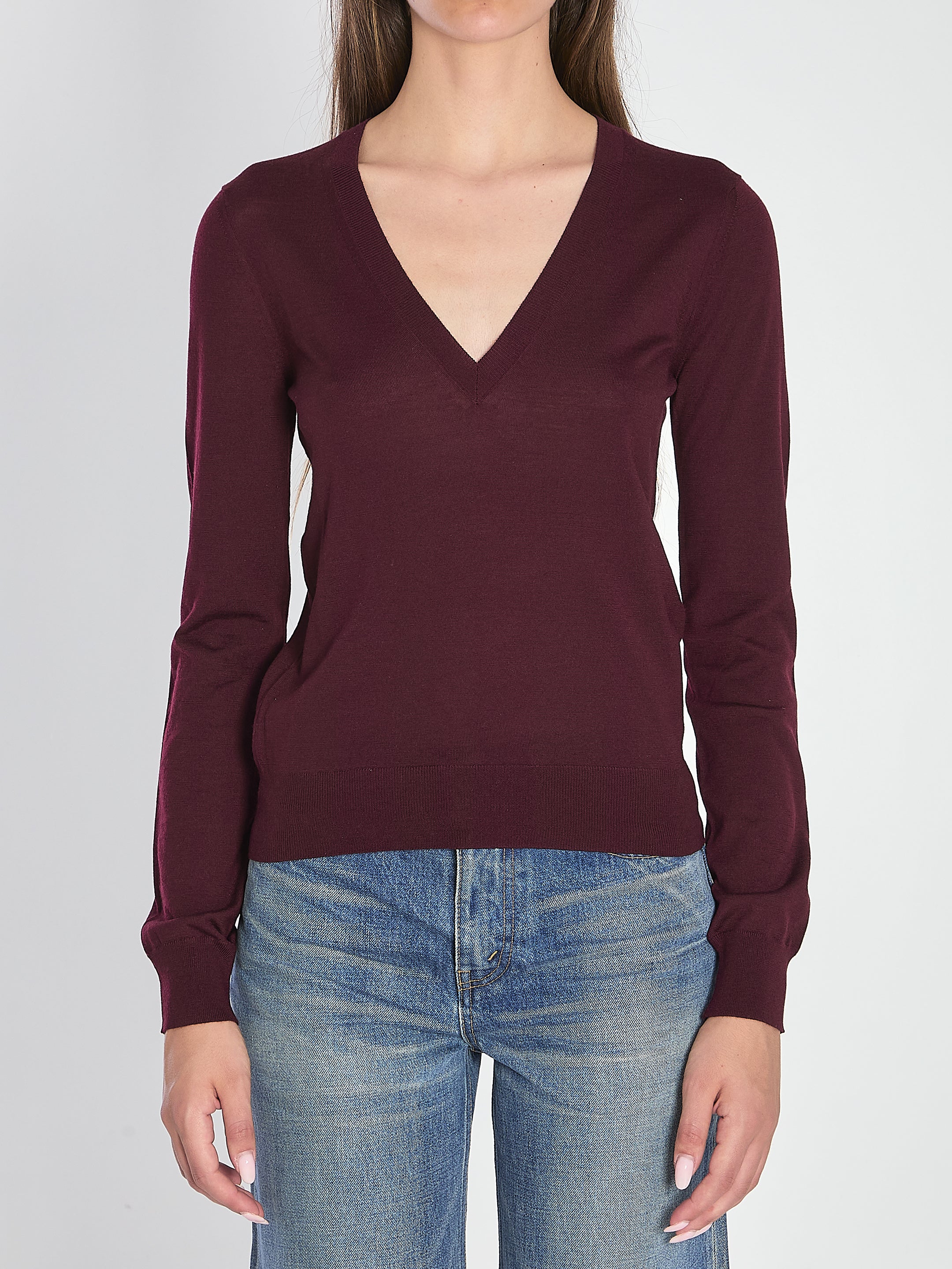 SAINT LAURENT Deep V-Neckline Pullover - Oversized Fit