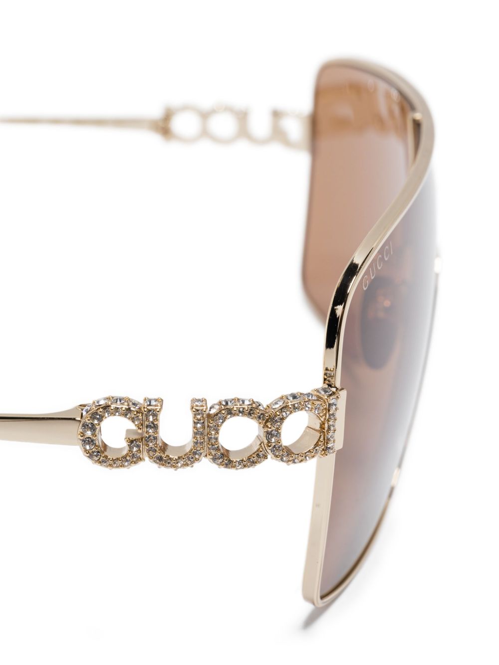 GUCCI Rectangular Shape Sunglasses with Crystal-Embellished Arms
