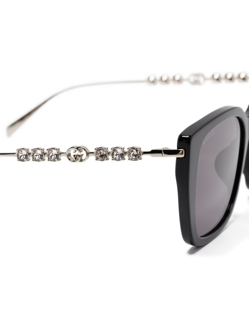 GUCCI Stylish Rectangle Frame Sunglasses with Crystal-Embellished Arms
