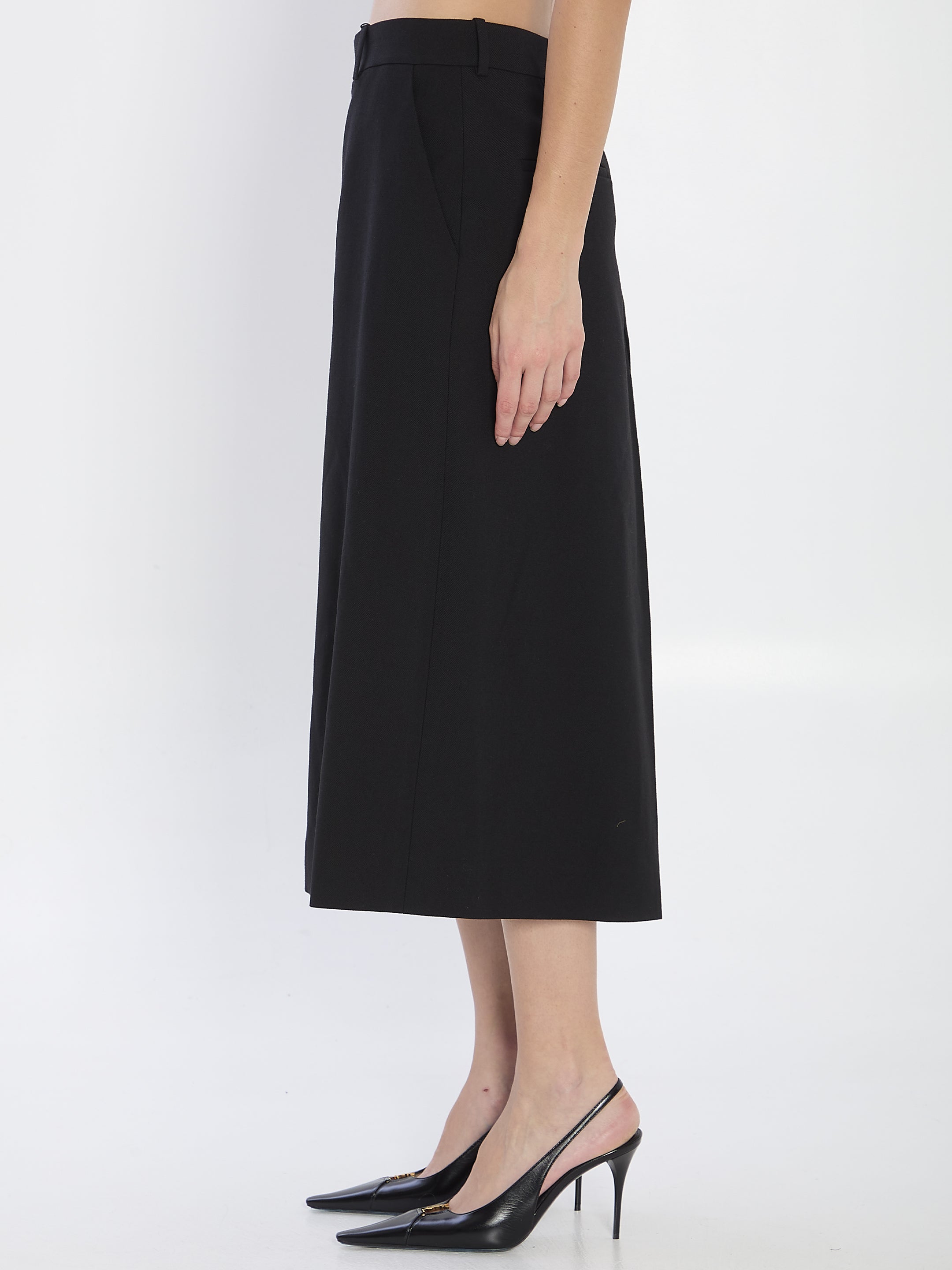 SAINT LAURENT Wool Midi Skirt-Pants - Size 38