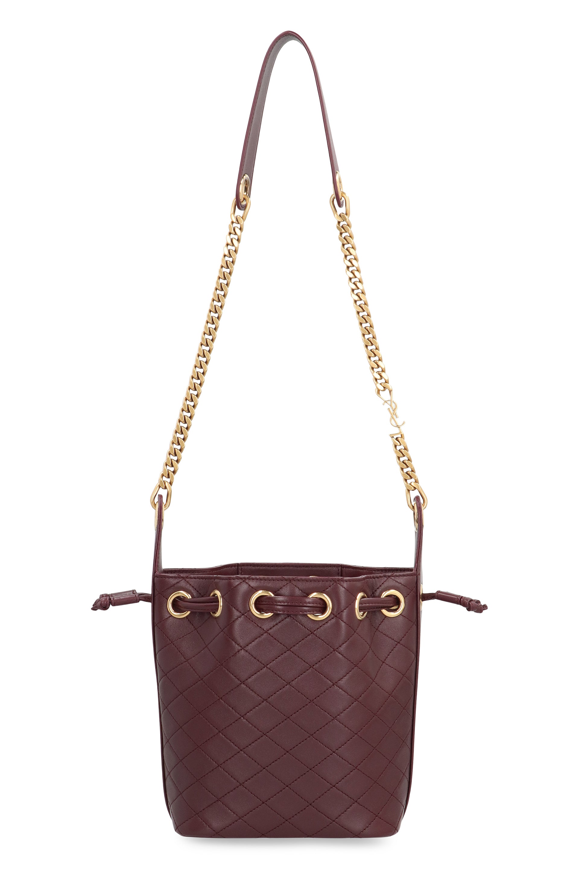 SAINT LAURENT Mini Quilted Leather Bucket Handbag