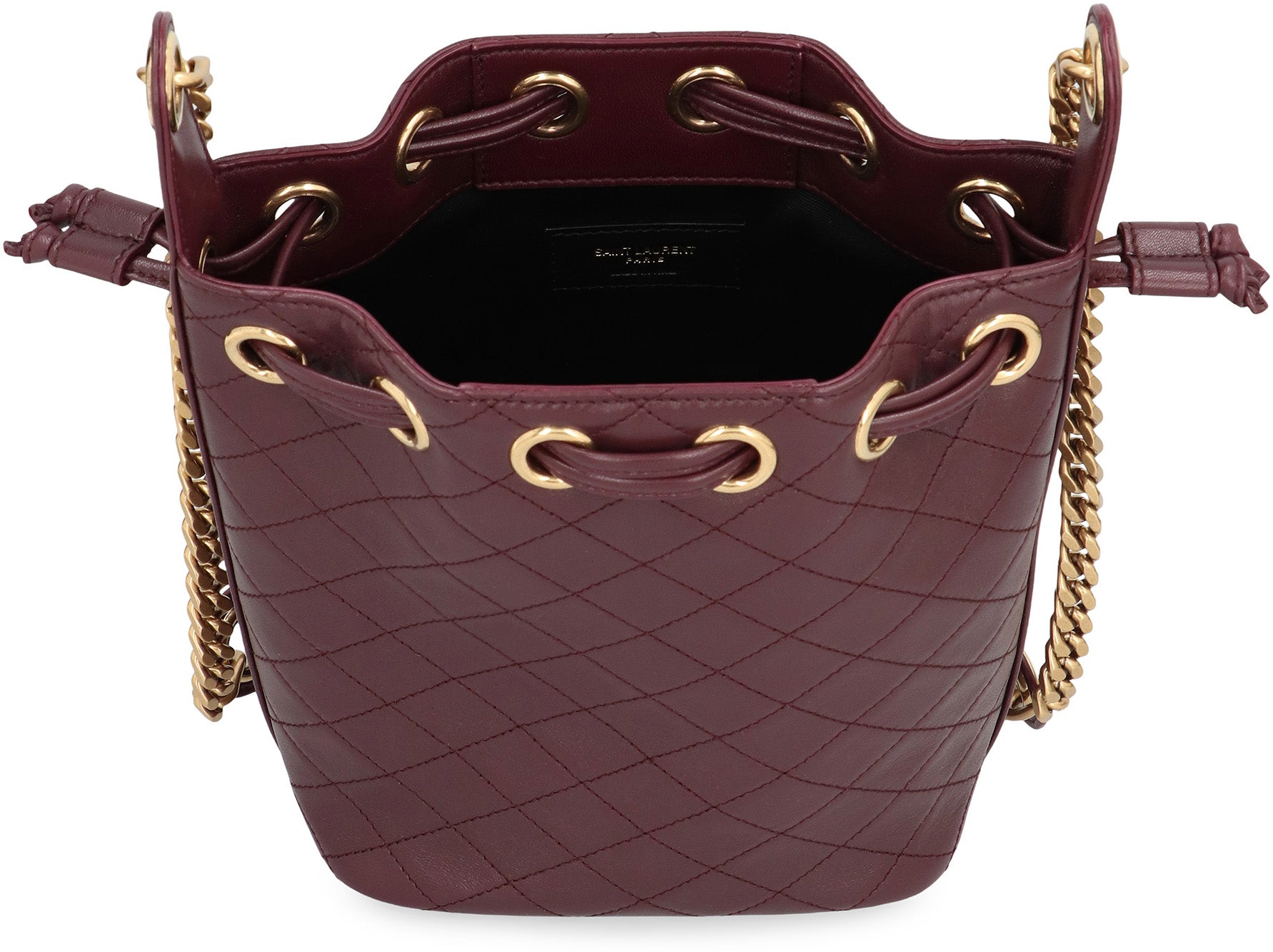 SAINT LAURENT Mini Quilted Leather Bucket Handbag