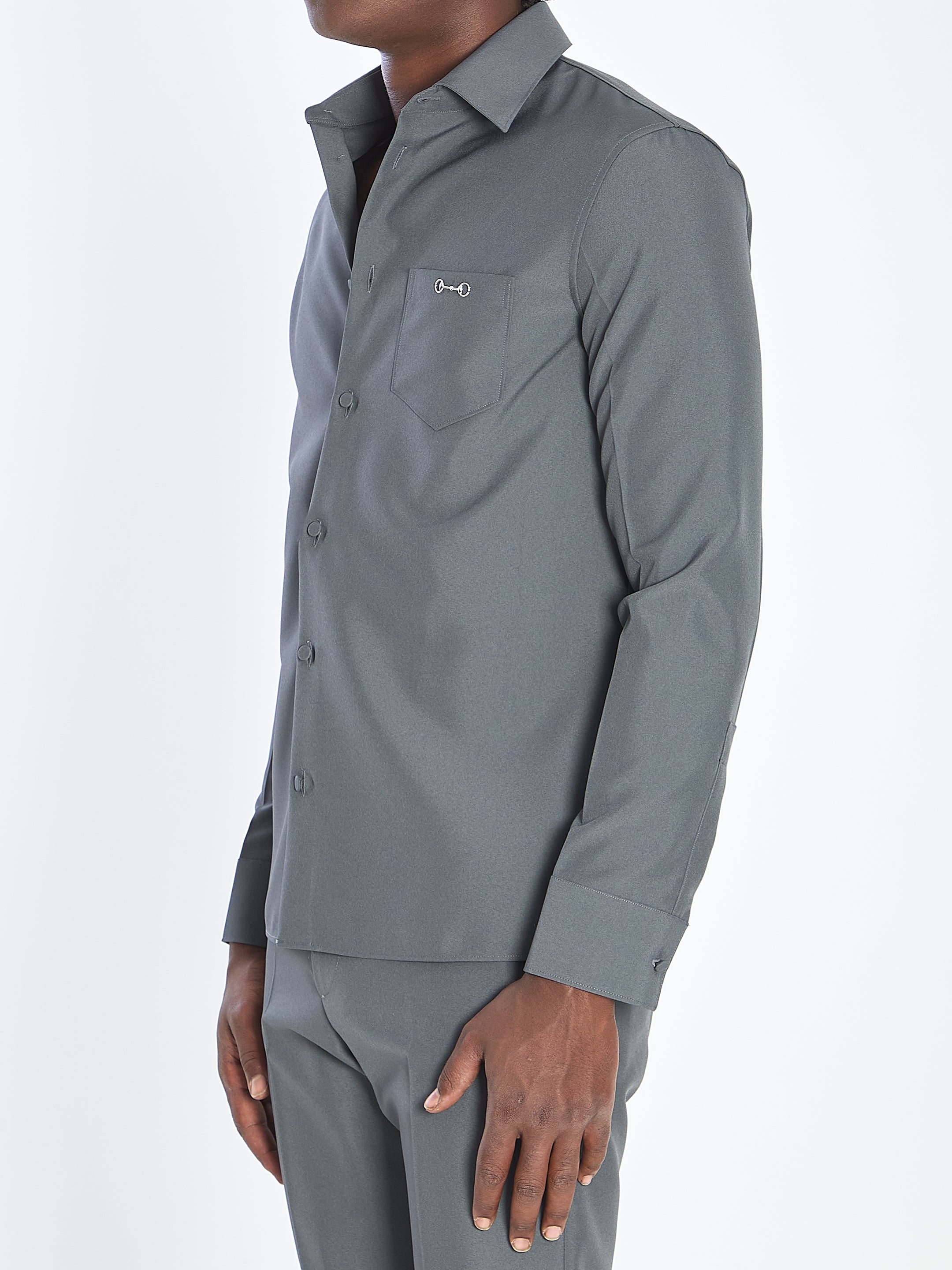 GUCCI Technical Fabric Shirt with Horsebit Detail - Size 48