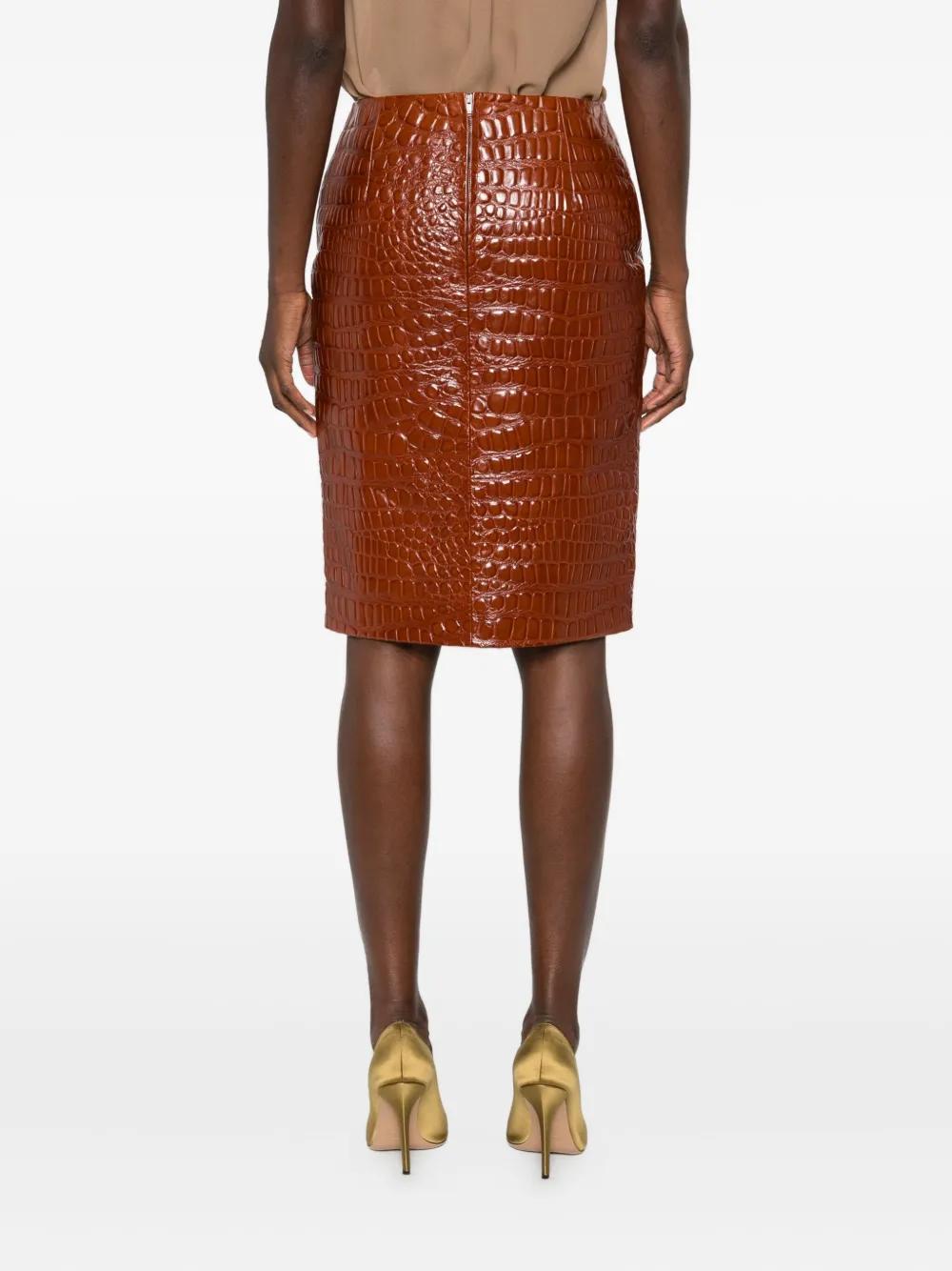 SAINT LAURENT Embossed Leather Mini Skirt