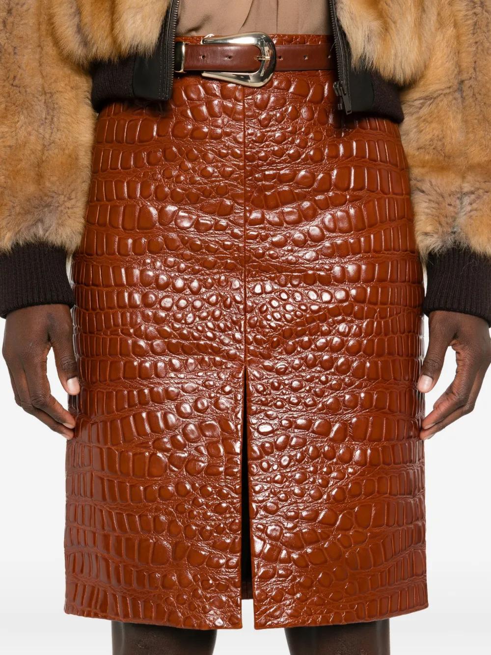 SAINT LAURENT Embossed Leather Mini Skirt