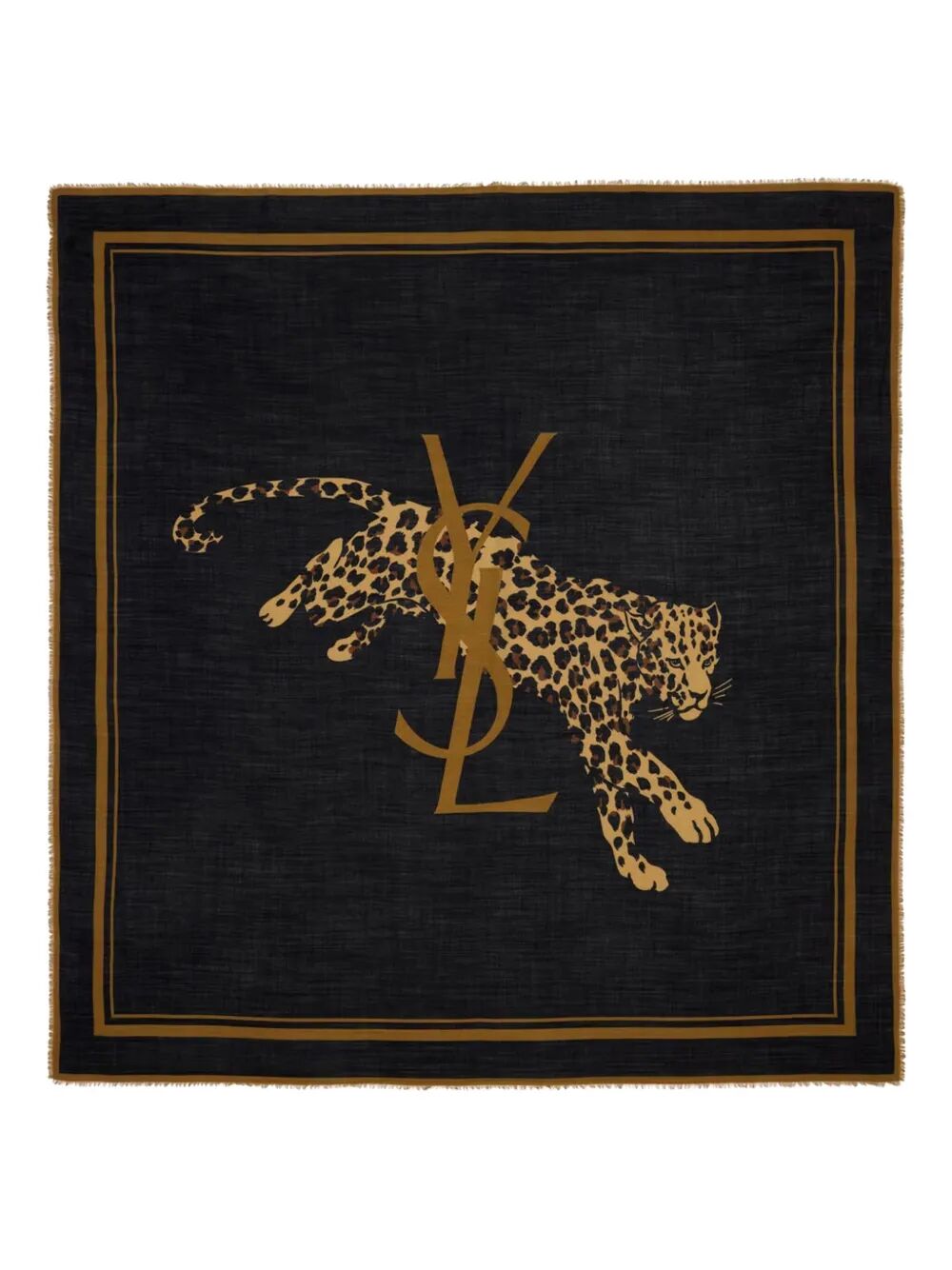SAINT LAURENT Grand Leopard Print Scarf