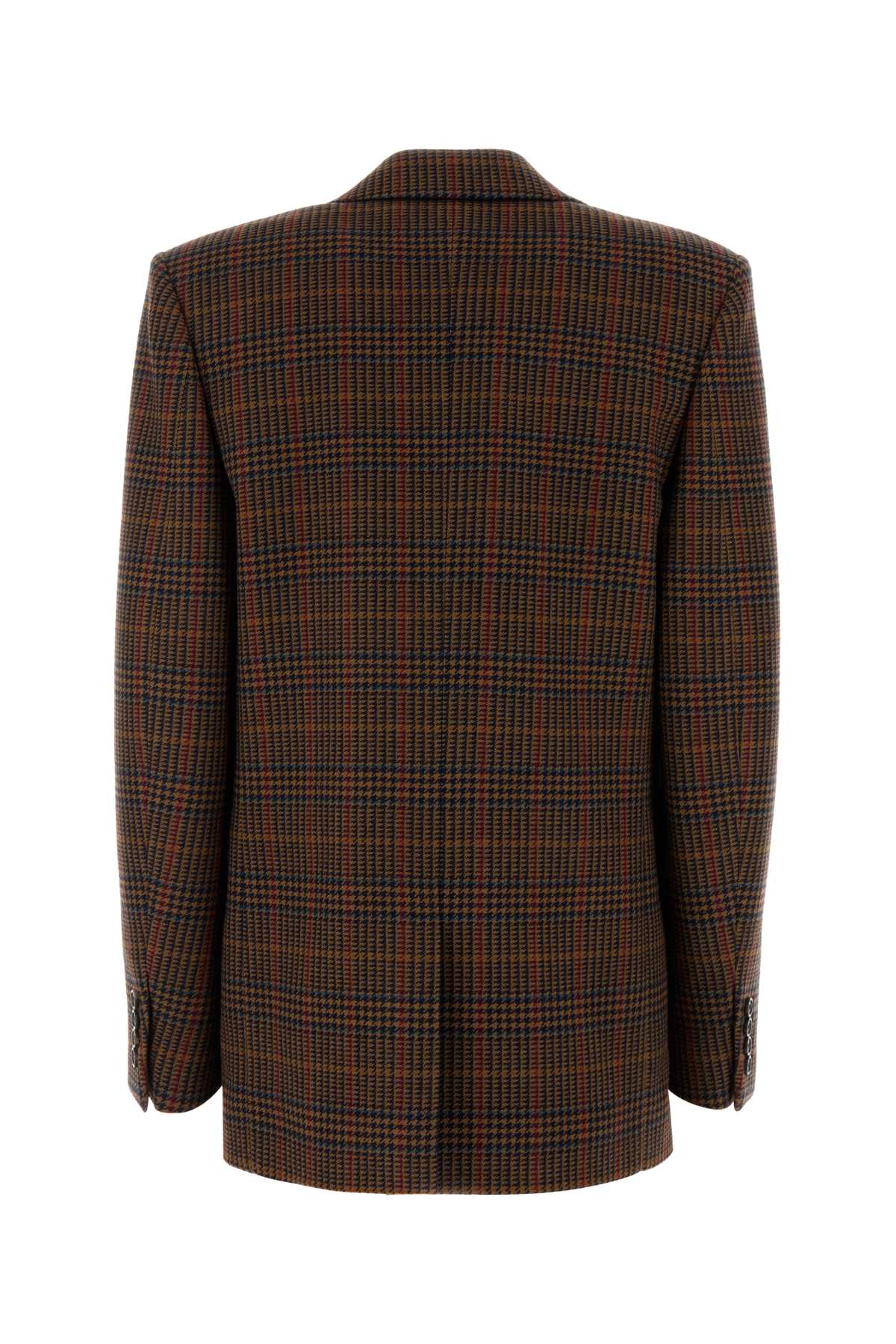 SAINT LAURENT Women’s Wool Check Single-Breasted Jacket - Size 36