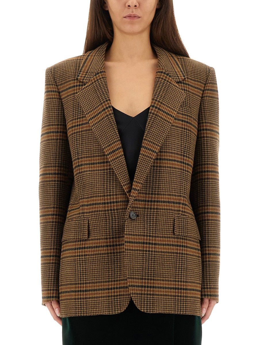 SAINT LAURENT Wool Prince of Wales Jacket - Size 38