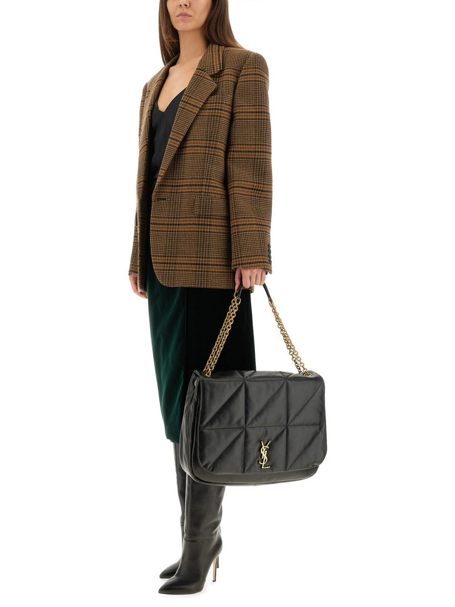 SAINT LAURENT Women’s Brown Check Wool Single-Breasted Blazer - Size 36