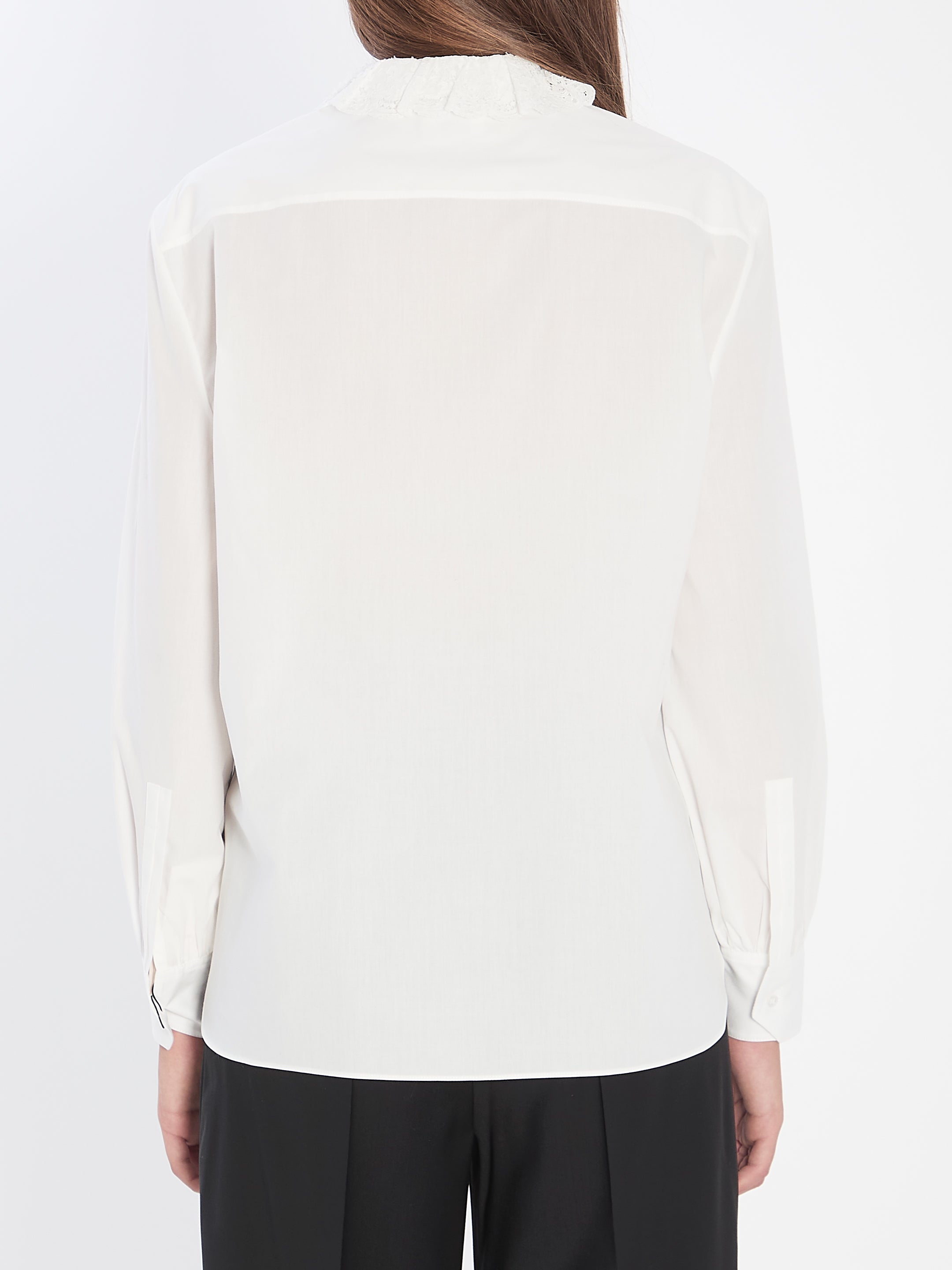 SAINT LAURENT Riffle Neck Cotton Shirt for Women