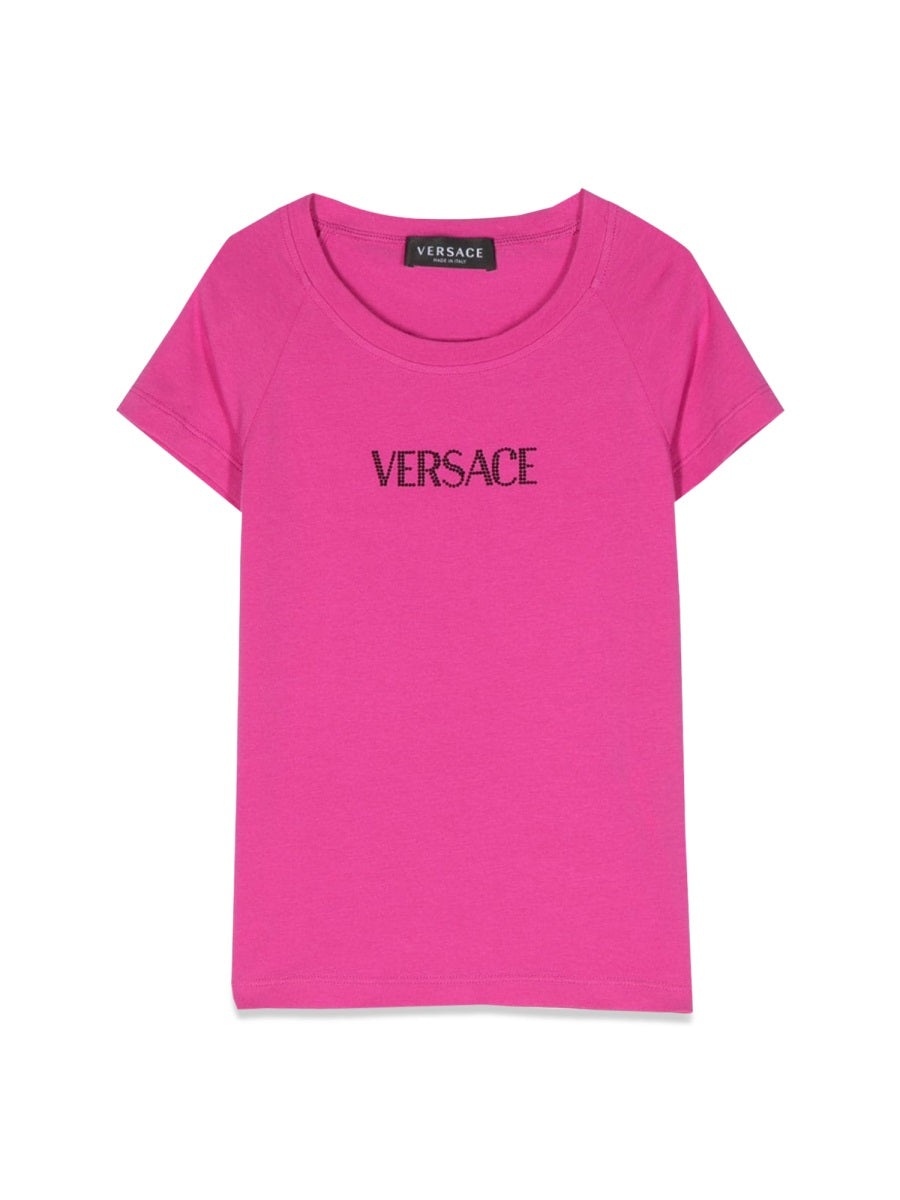 VERSACE Rhinestone Logo Mini T-Shirt for Girls