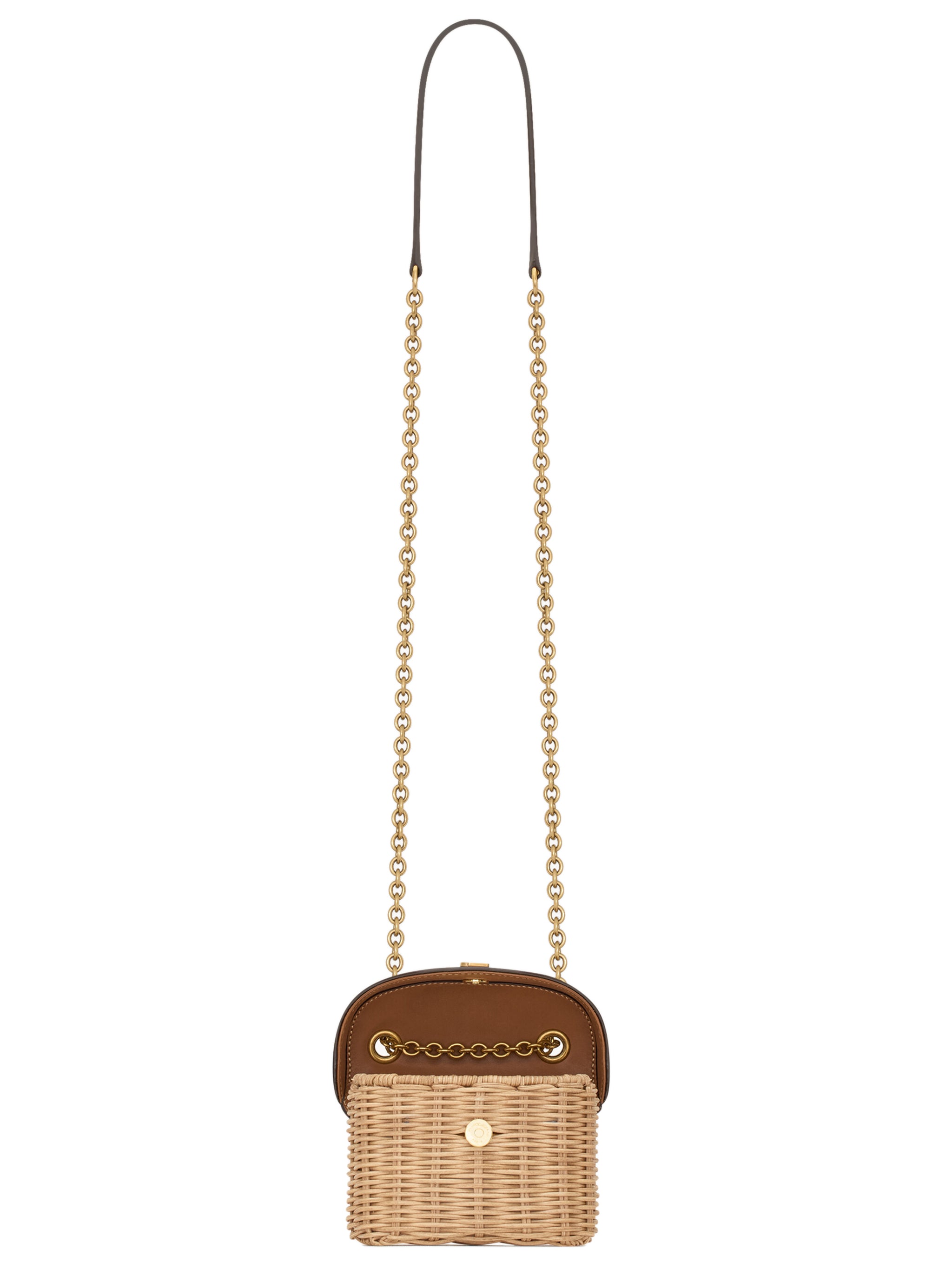 SAINT LAURENT Mini Woven Wicker Box Handbag