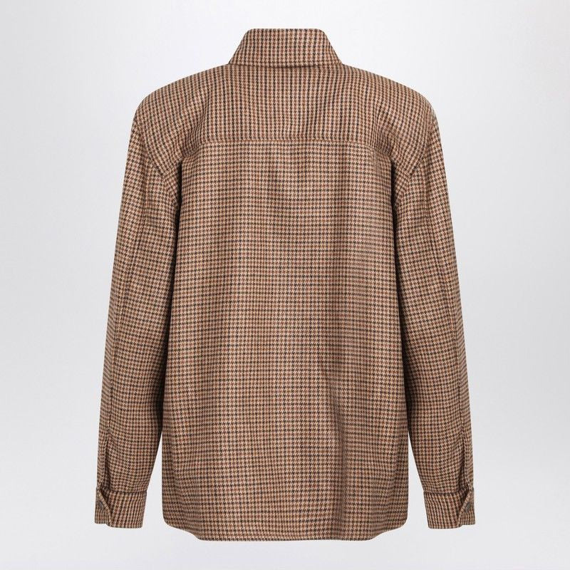 SAINT LAURENT Puppytooth Wool Blend Overshirt - Size S