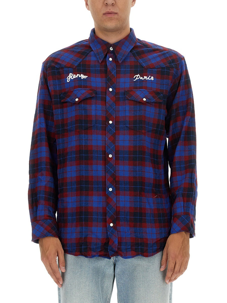 KENZO Regular Fit Western Shirt with Logo - Size 40