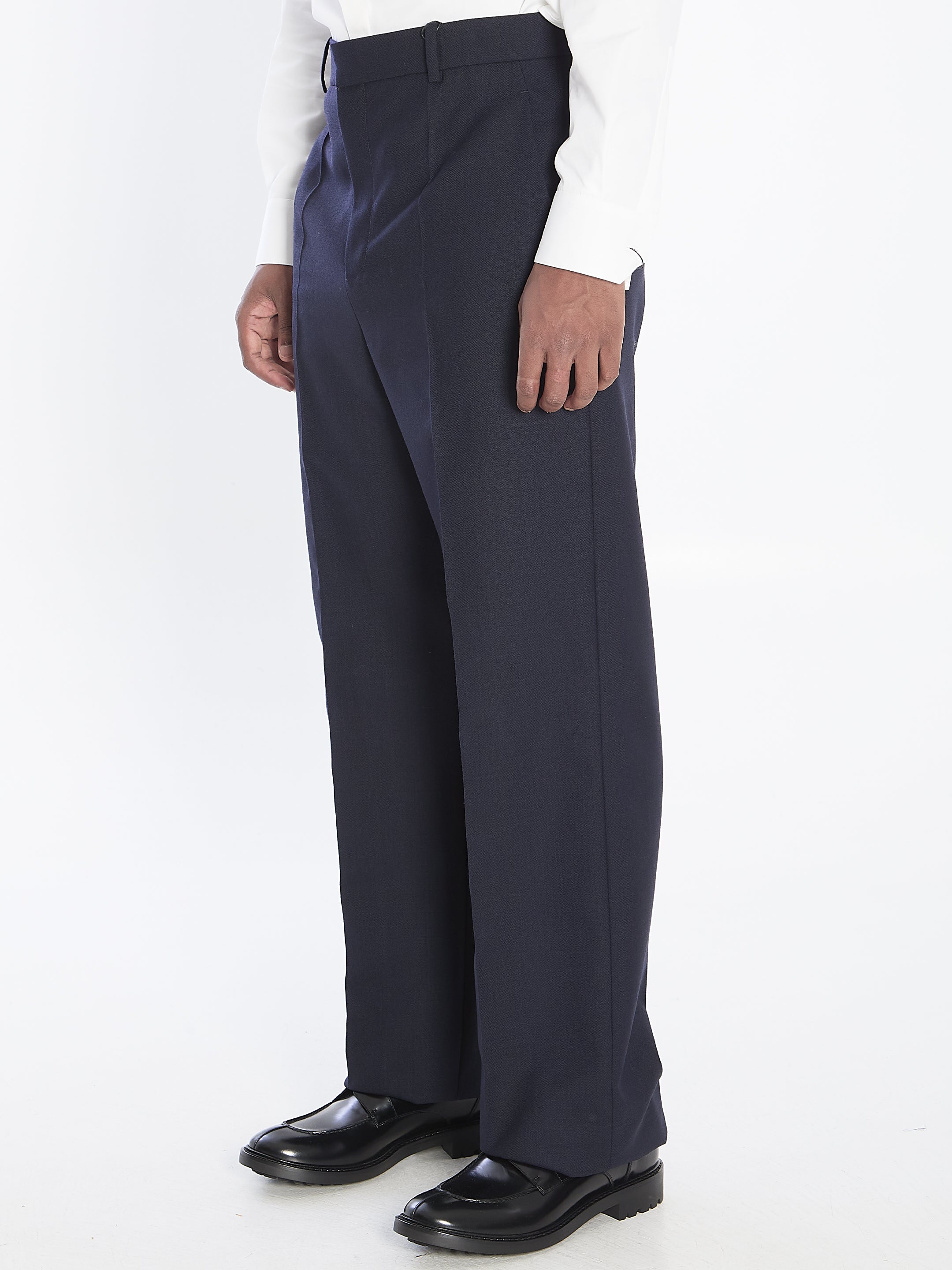 SAINT LAURENT High-Rise Wool Tailored Pants