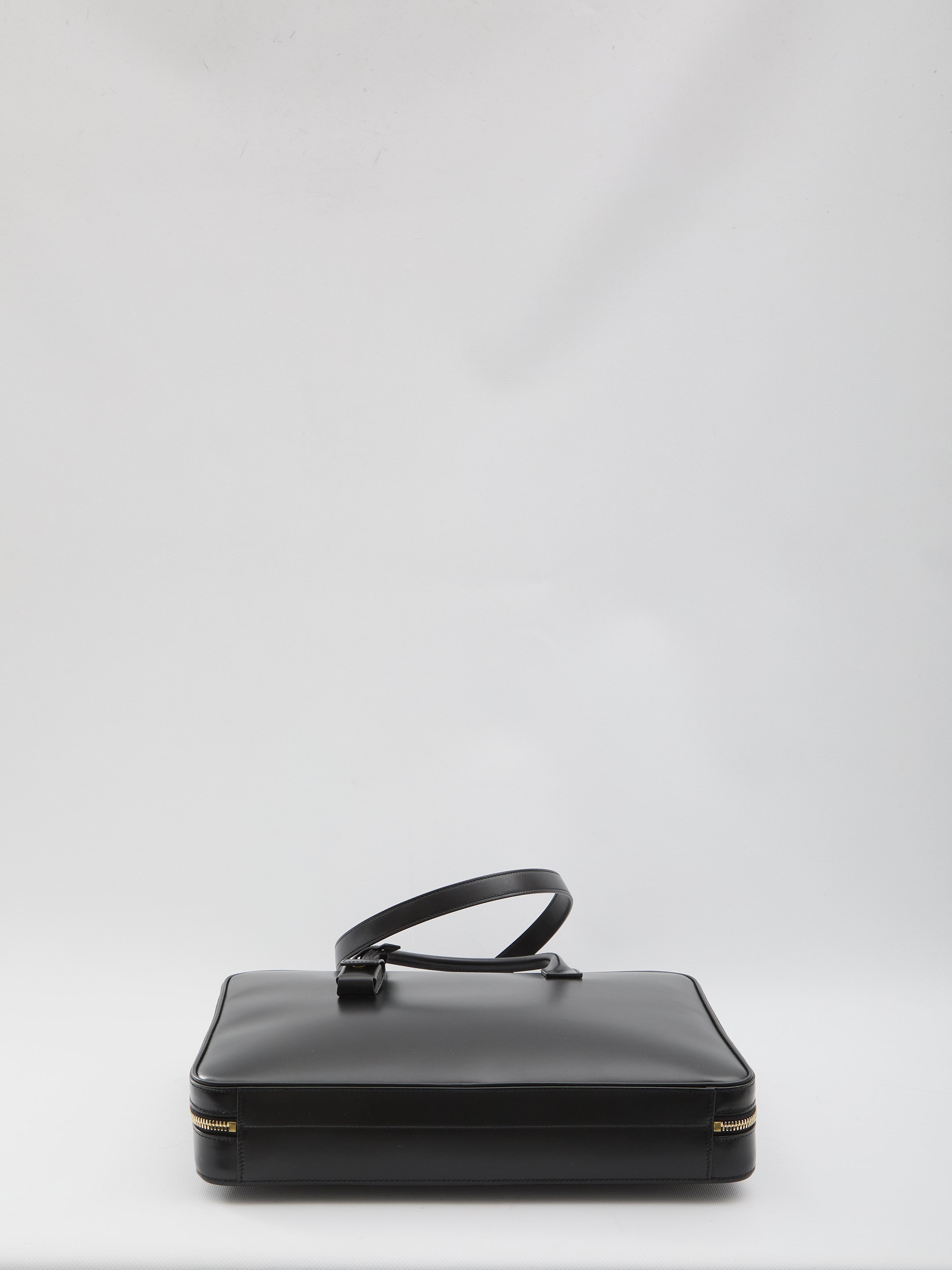 SAINT LAURENT Smooth Calfskin Leather Bowler Handbag 37X27X7 CM
