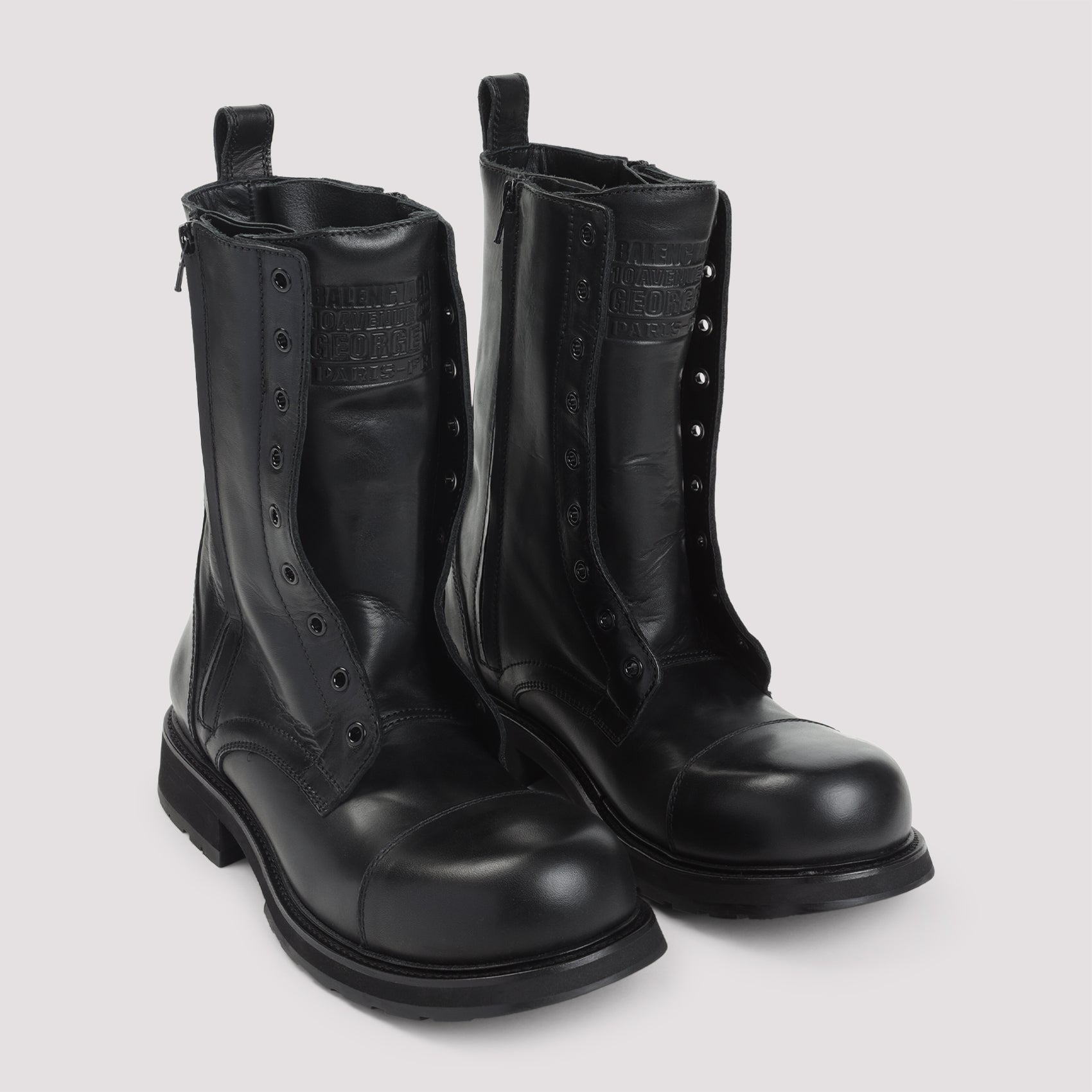 BALENCIAGA Men's Leather Truck Lace-Up Boots