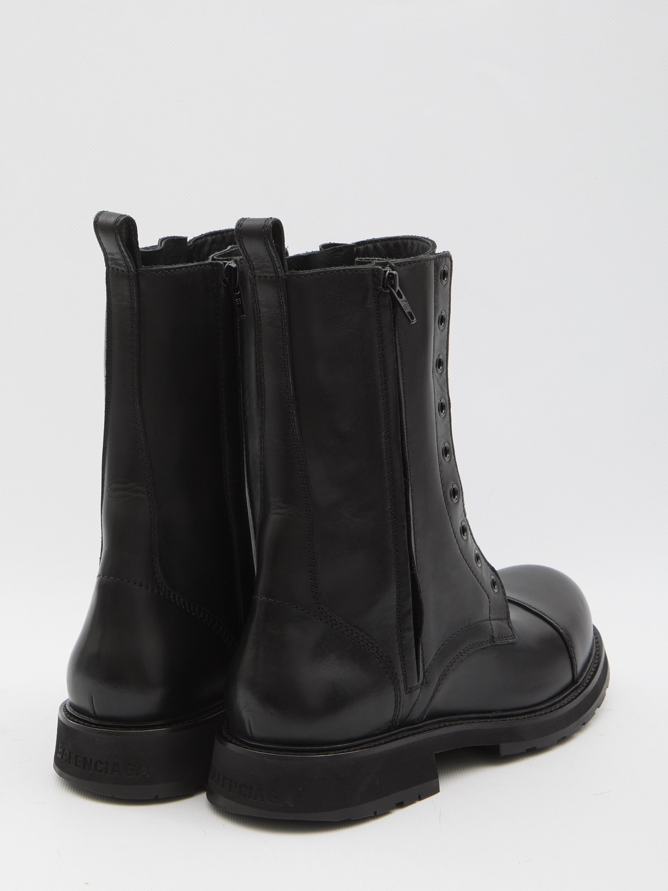 BALENCIAGA Ultra-Rounded Toe Lace-Up Boots (3 cm Heel)