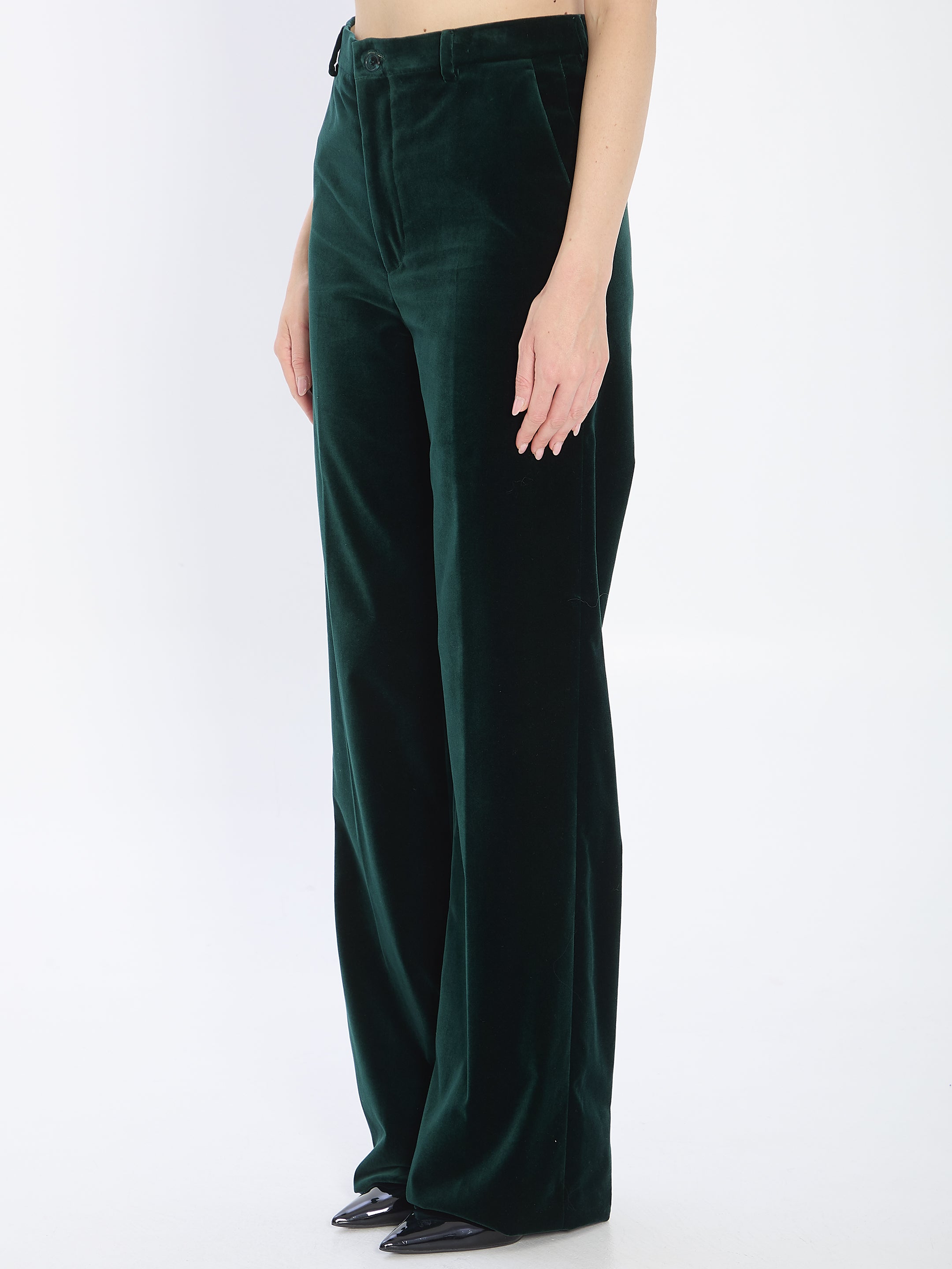 GUCCI Velvet Trousers - Women's Mid-Rise Wide Leg