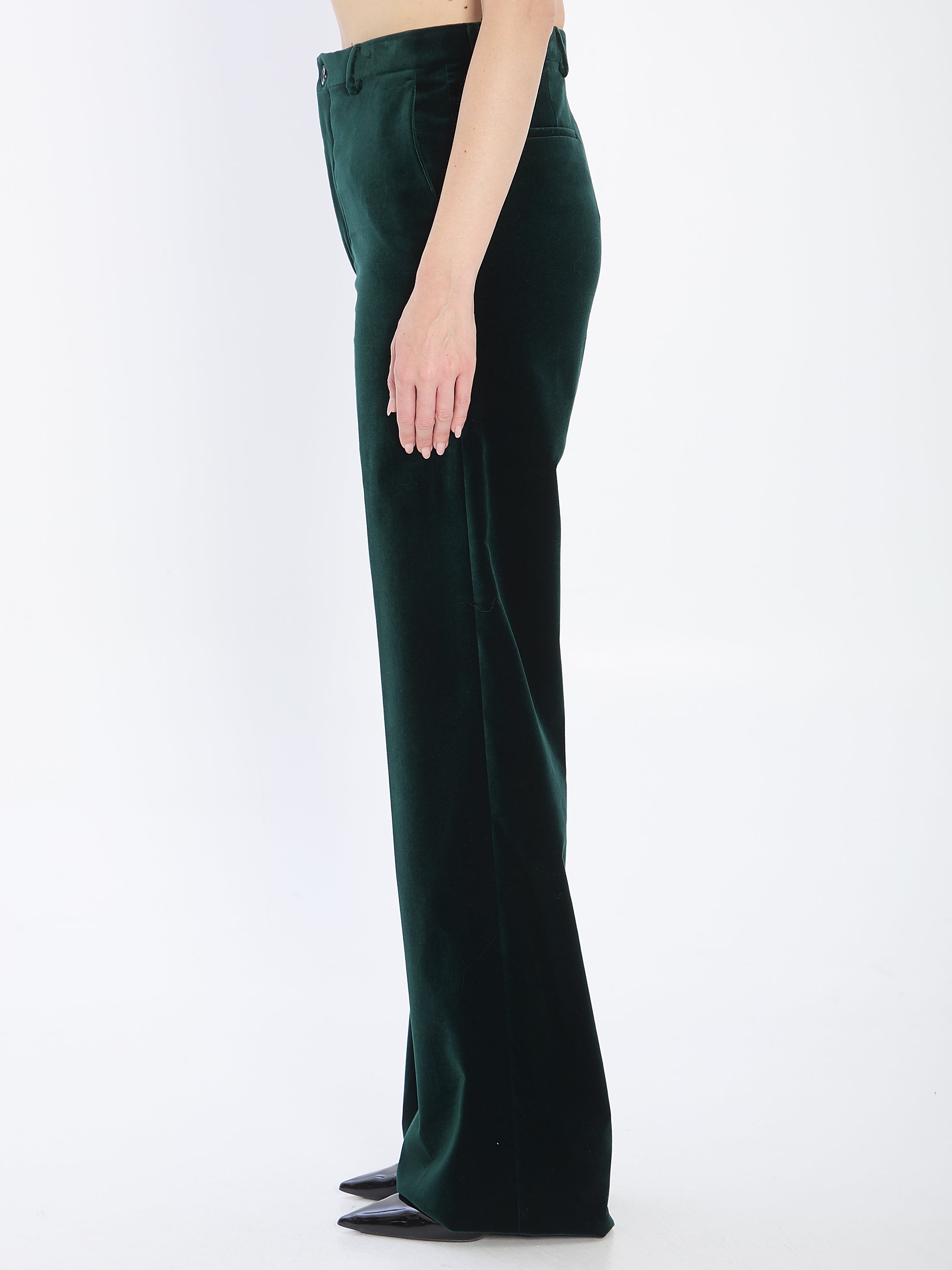 GUCCI Velvet Trousers - Women's Mid-Rise Wide Leg