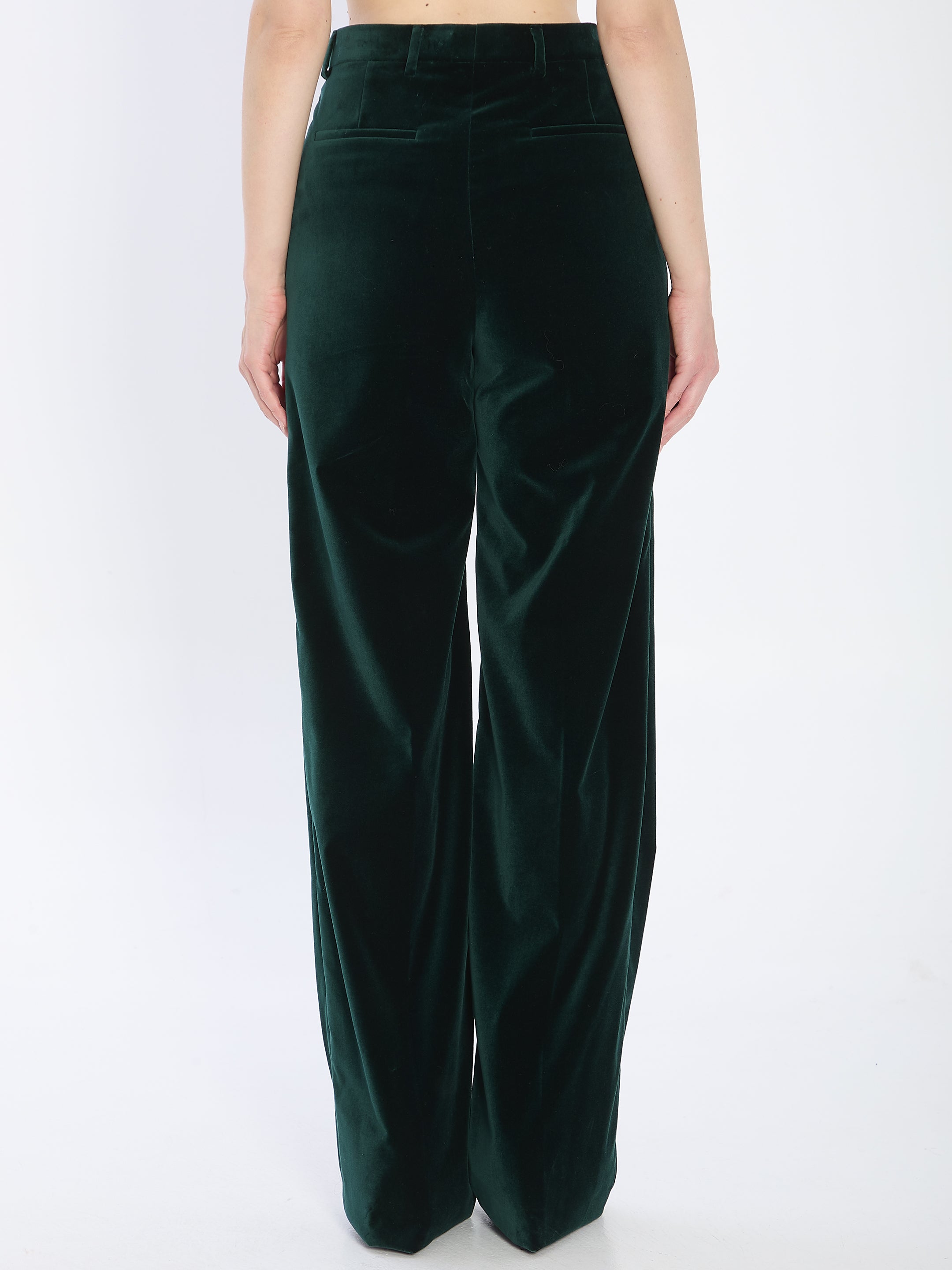 GUCCI Velvet Trousers - Women's Mid-Rise Wide Leg