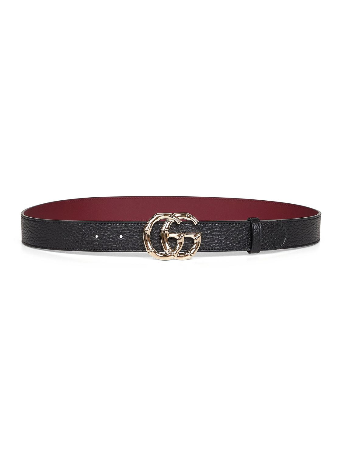 GUCCI Grained Leather Belt with Bamboo Buckle - 3 cm Width