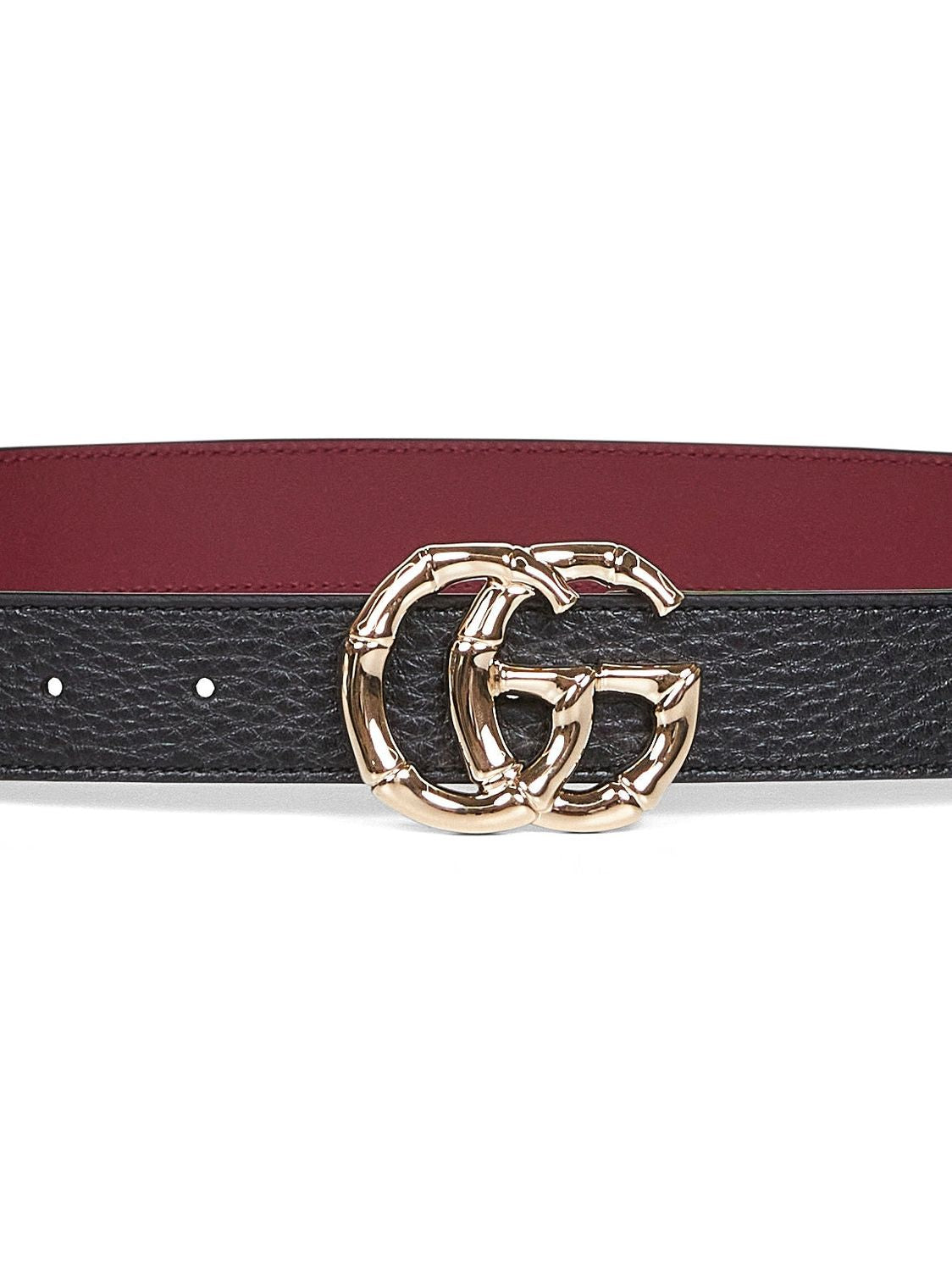 GUCCI Grained Leather Belt with Bamboo Buckle - 3 cm Width
