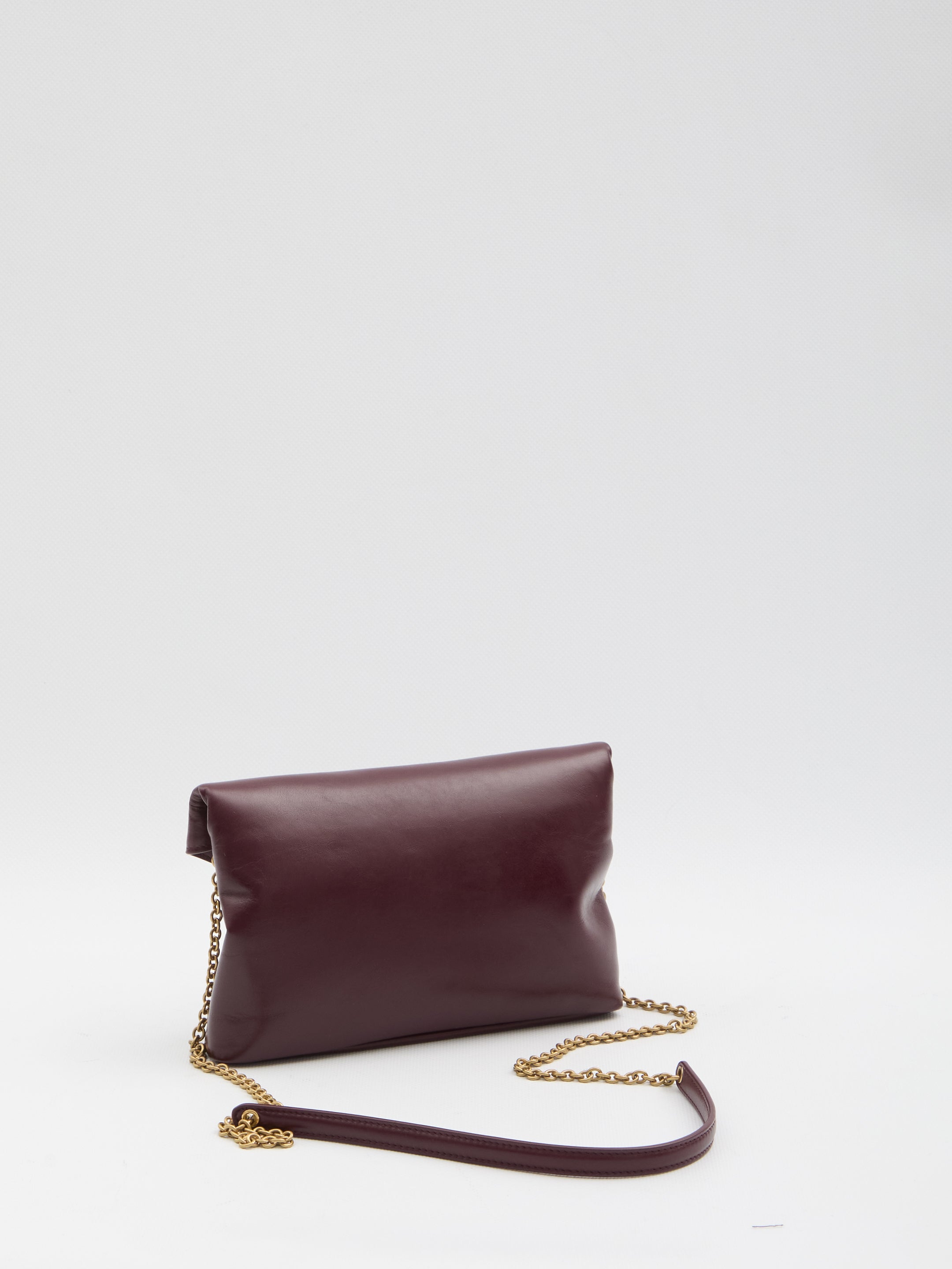 SAINT LAURENT Leather Clutch with Chain Strap - 19x12x3 cm