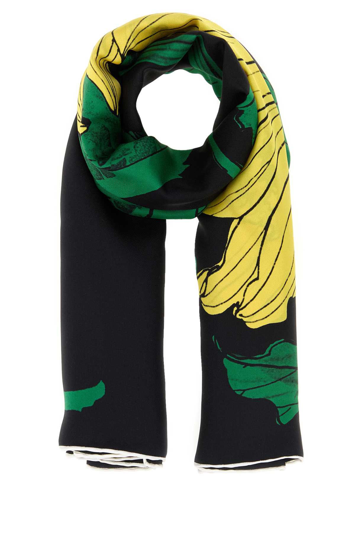 ALEXANDER MCQUEEN Printed Silk Foulard with Exploded Sunflower Design