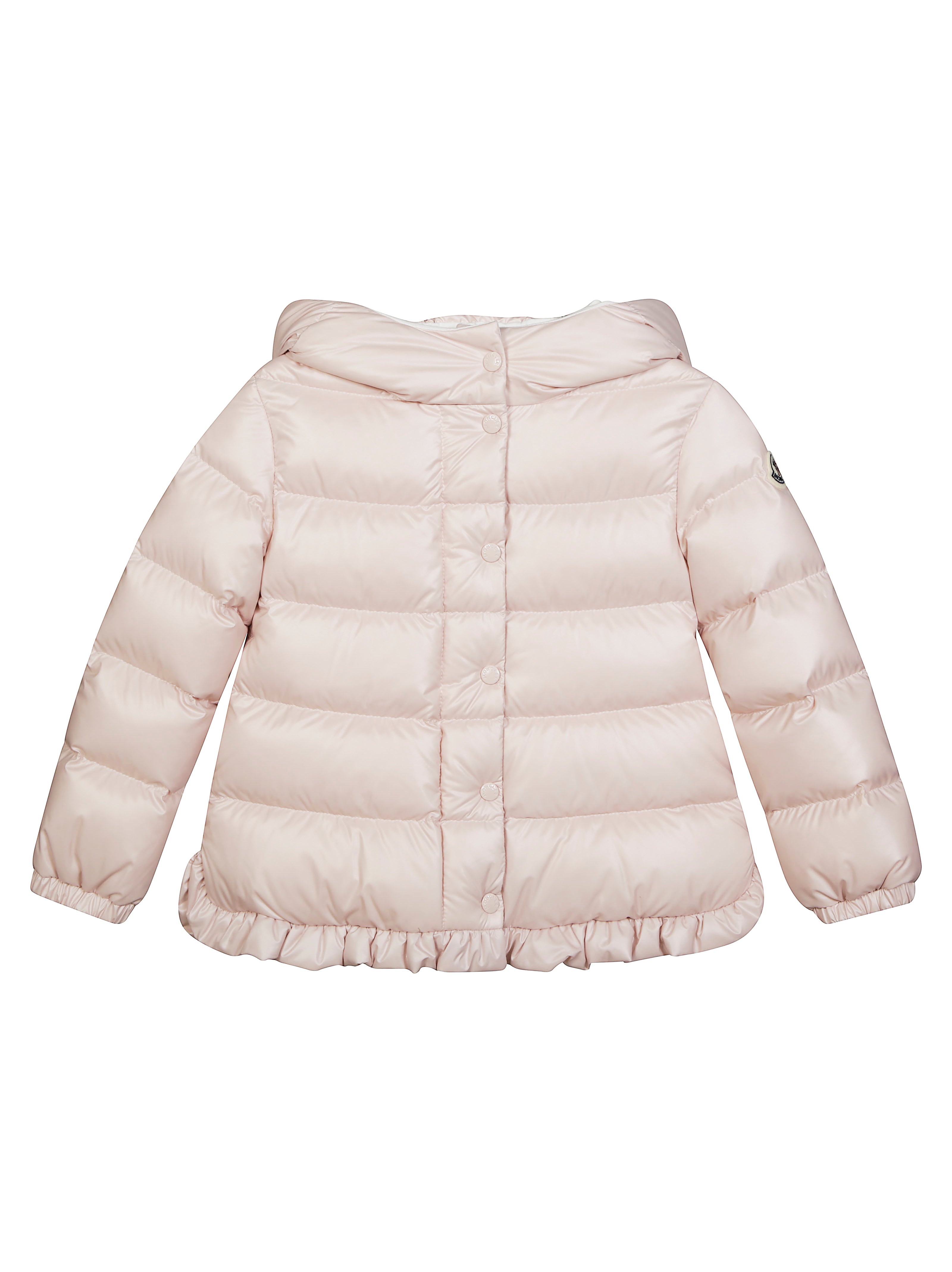 MONCLER Mini Puffer Jacket with Hood and Ruffled Hem