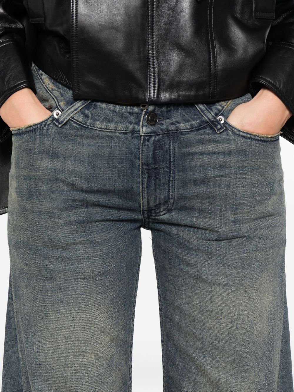 BALENCIAGA Low-Rise Denim Jeans with Frayed Hem