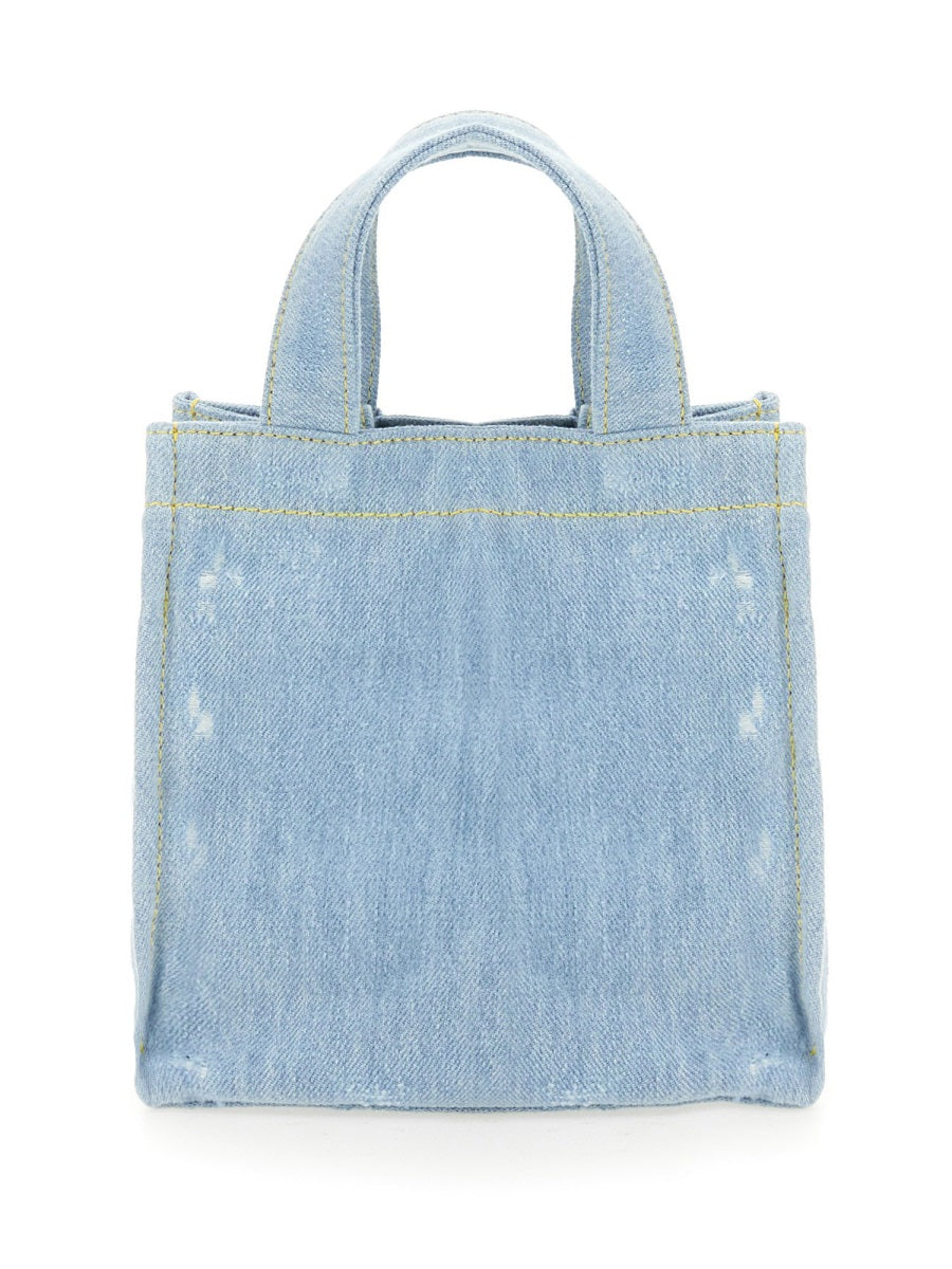 ACNE STUDIOS Mini Denim Shopper Handbag with Double Top Handles