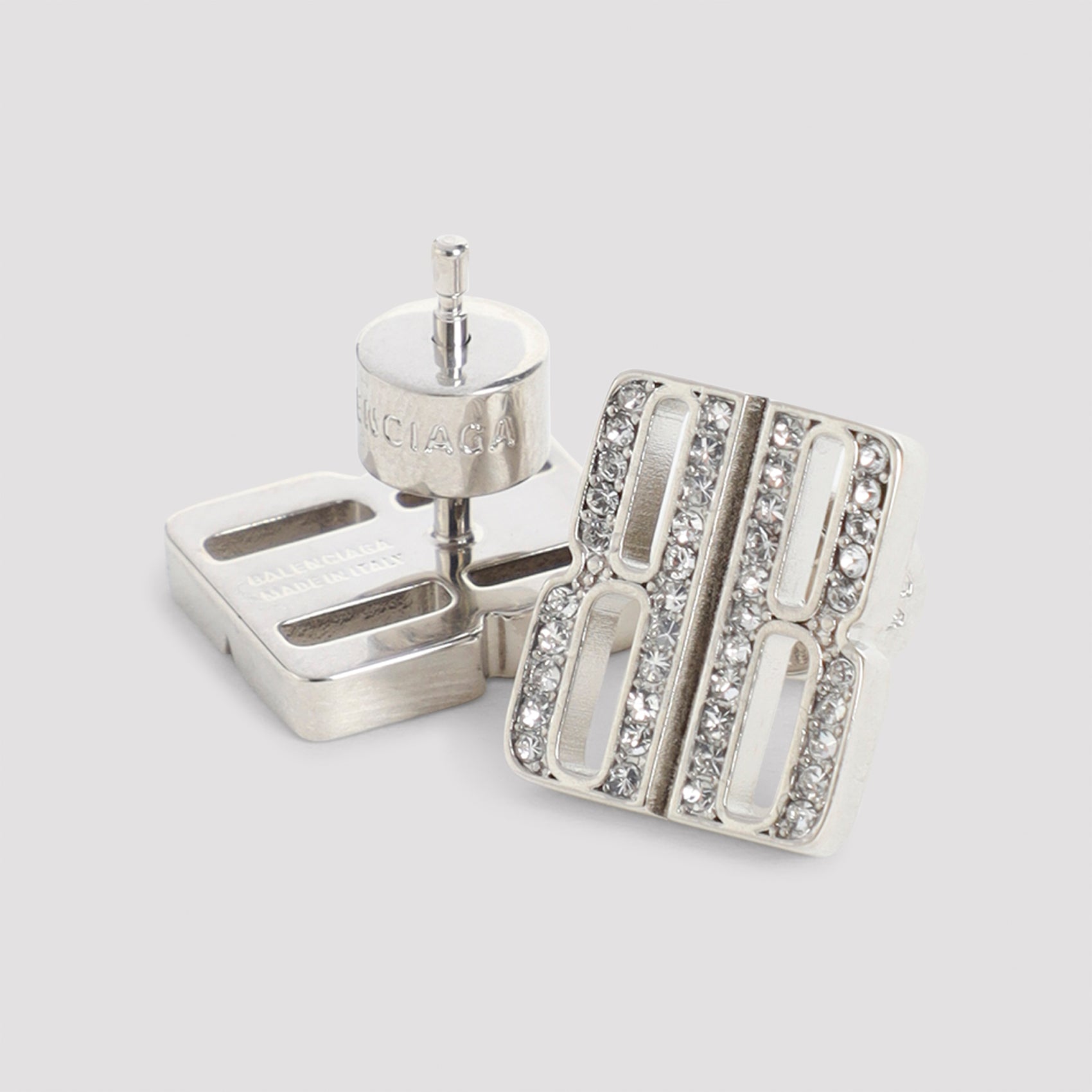 BALENCIAGA Mini Silver Nano Stud Brass Earrings